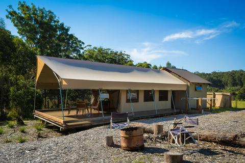 Outside view of Buru Luxury Safari Tent with fire pit