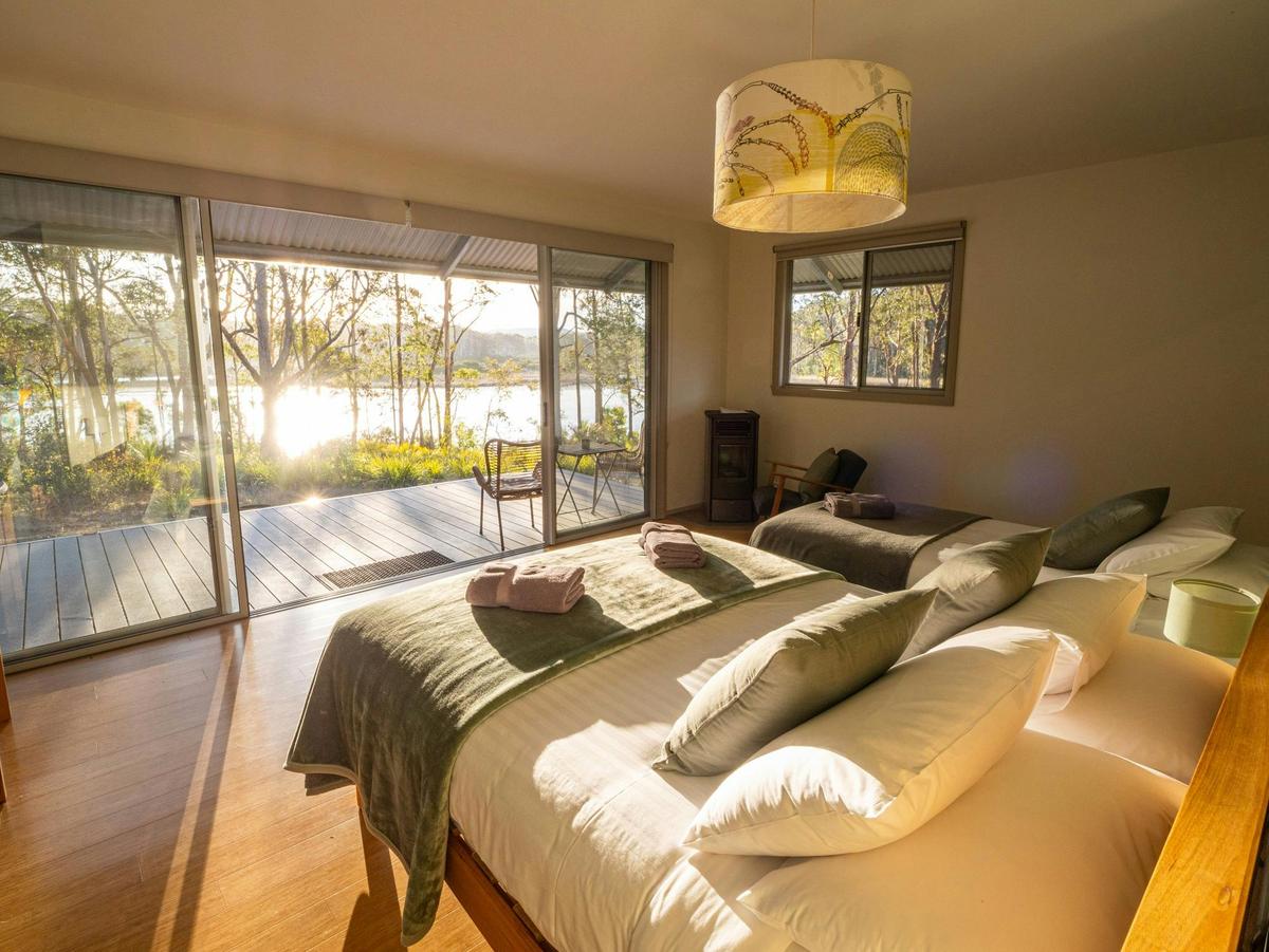 Eco-cabin overlooking forest and lagoon