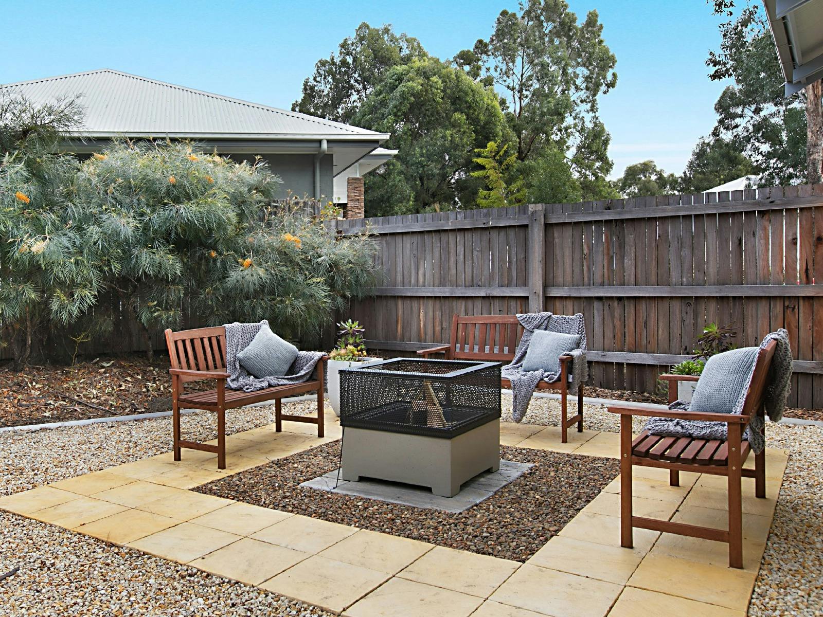 The Japanese Tea House outdoor firepit and entertainment area