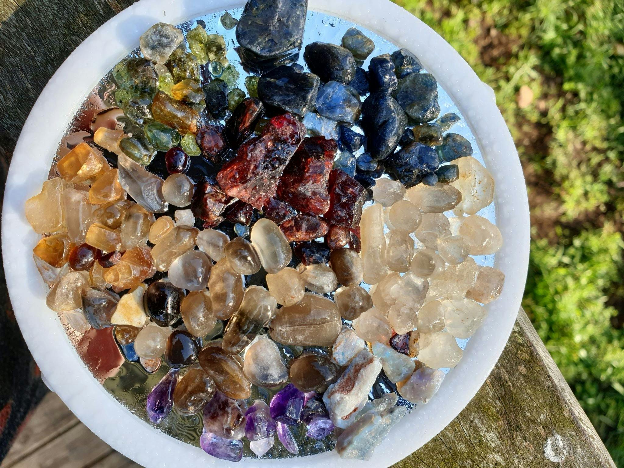 Gemstones found in the gemstone wash bags