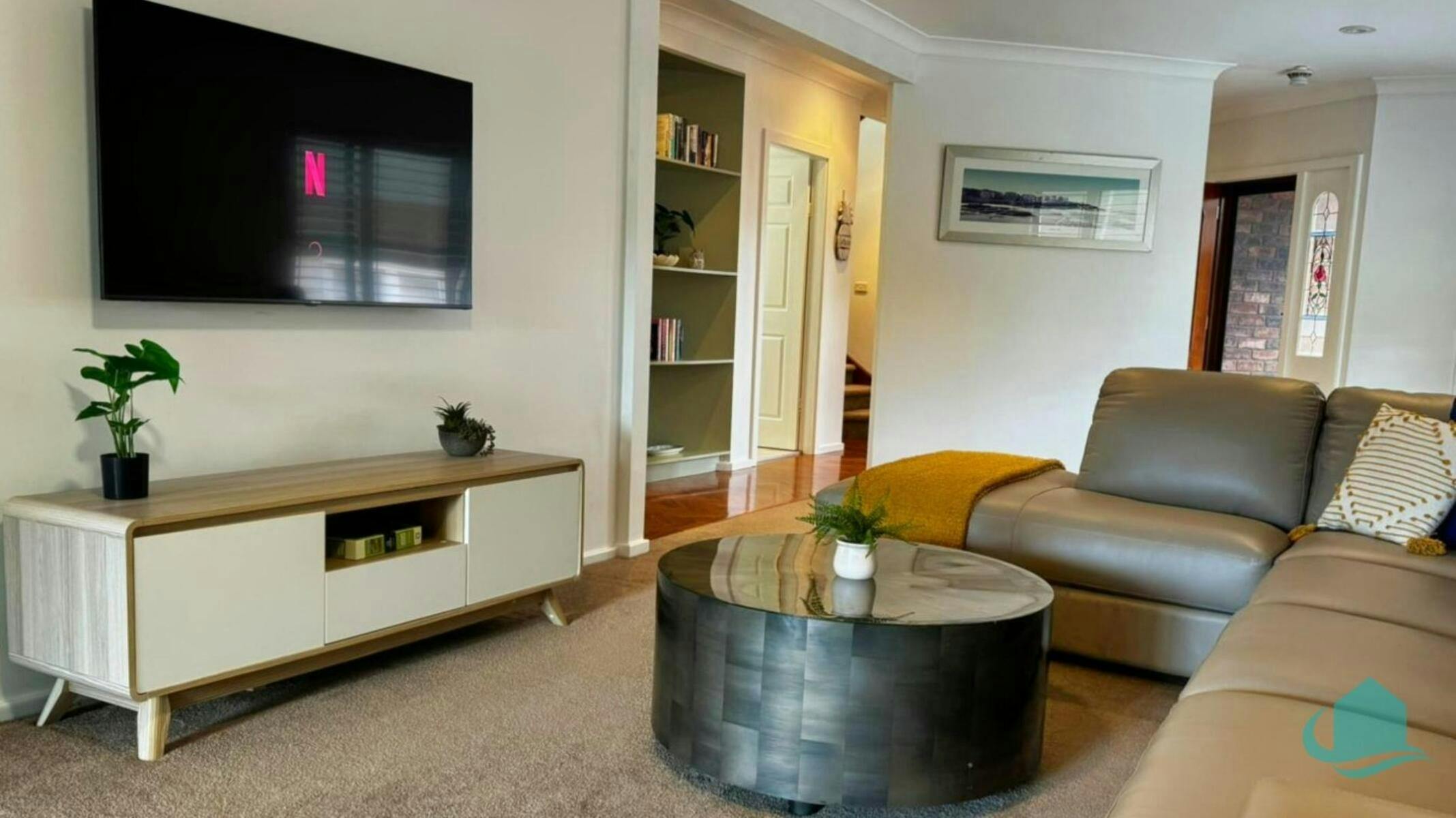 Large screen TV in lounge room