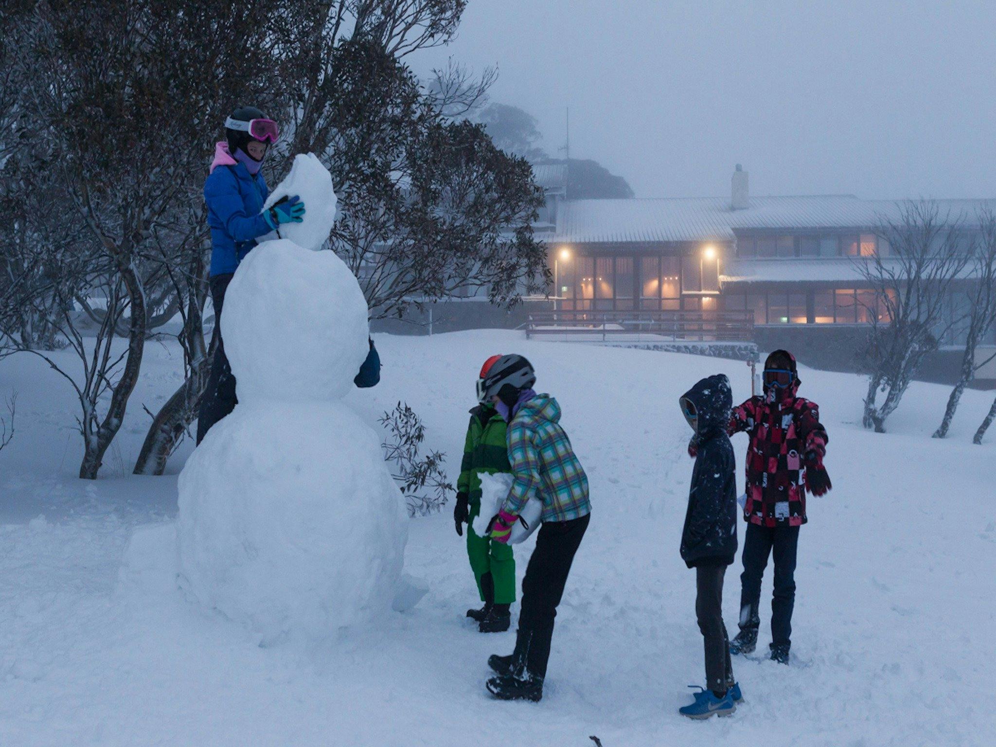 Wanna build a snowman? Valhalla Perisher On Snow After Ski Fun