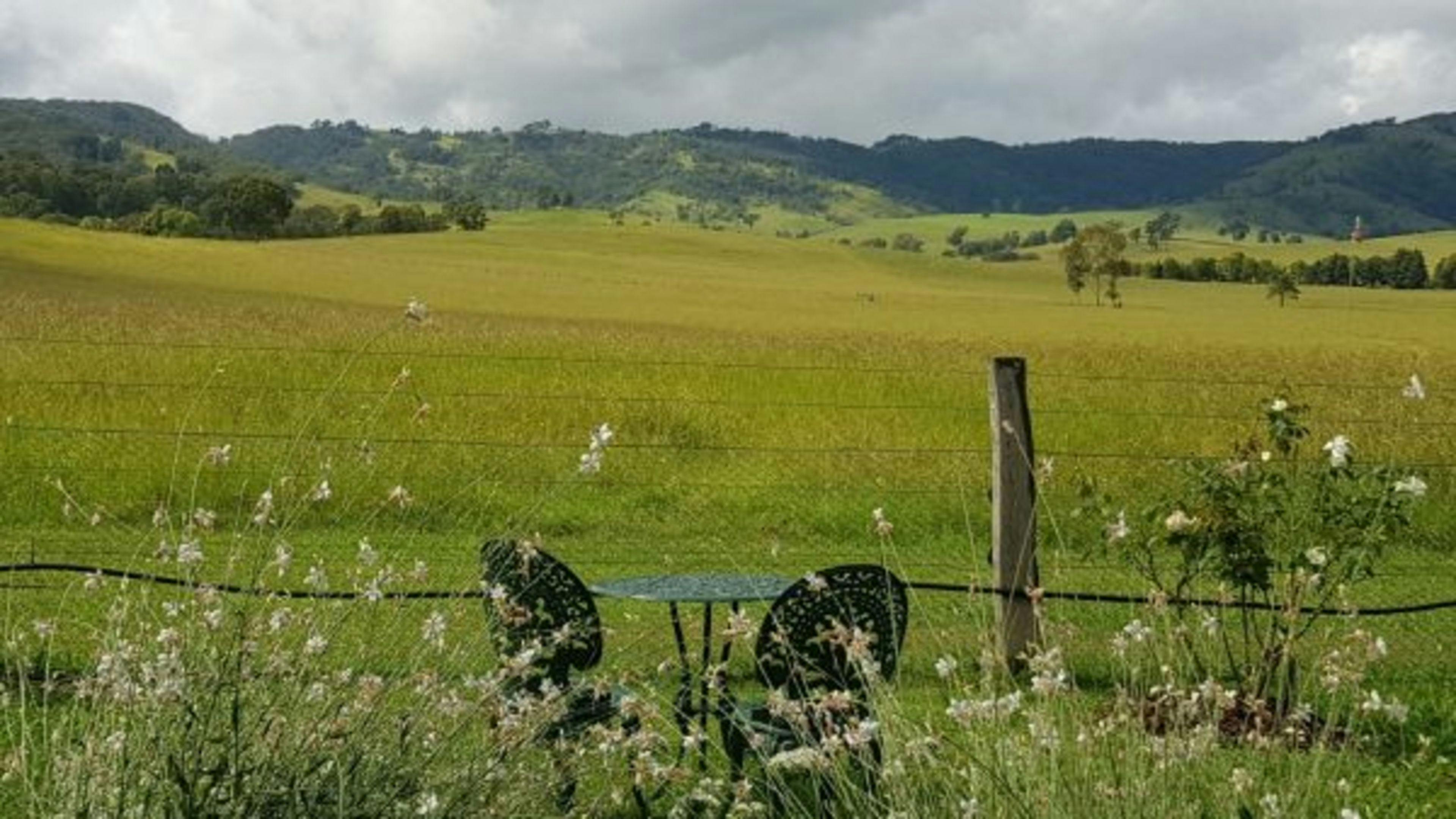 Views to the hills over the farm