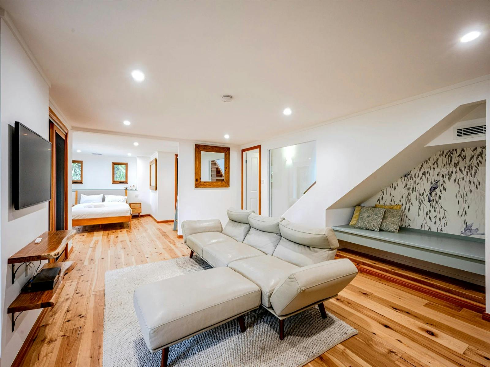 Spacious open-plan living area with a modern design