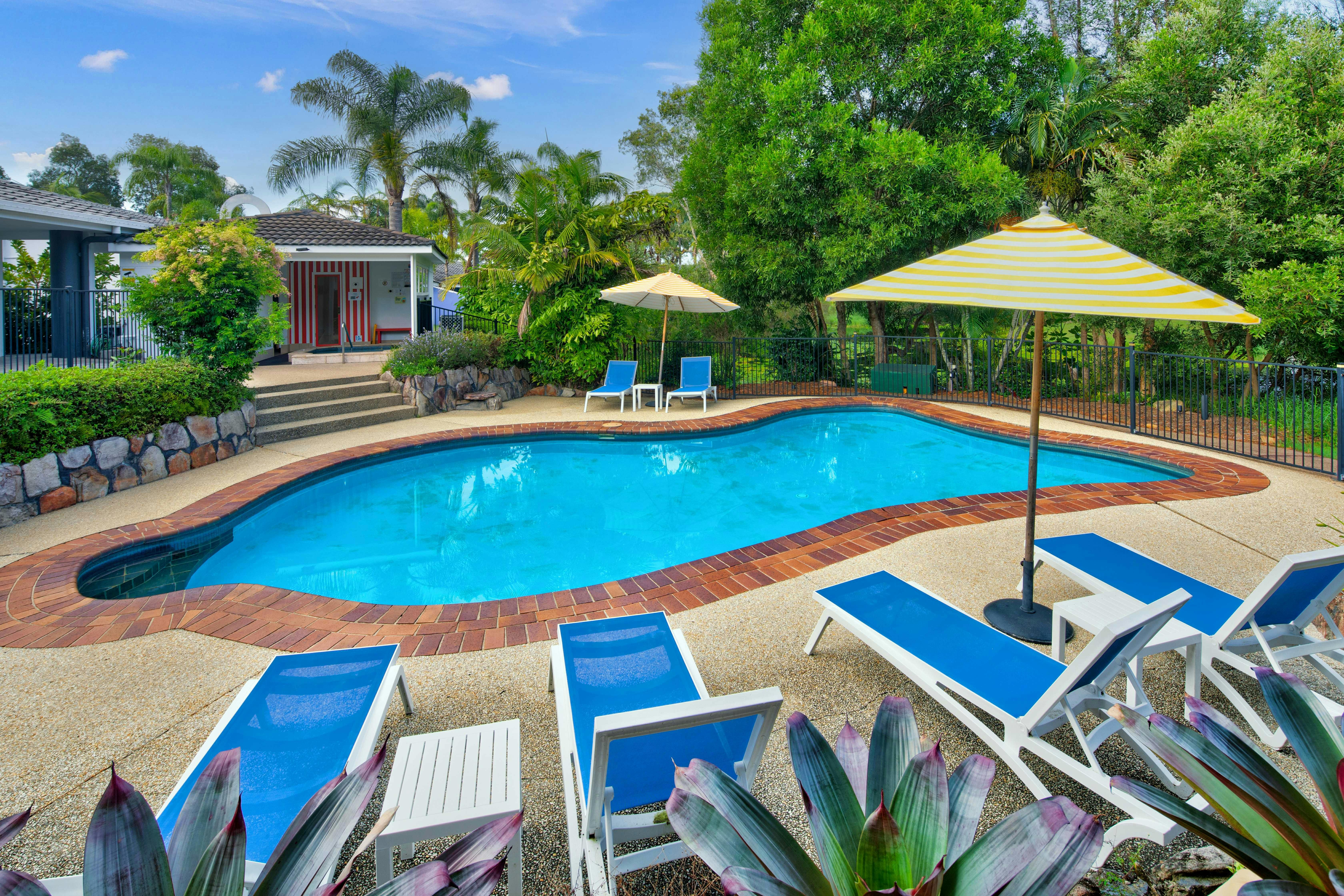 Enjoy our swimming pool, spa, and steam room.