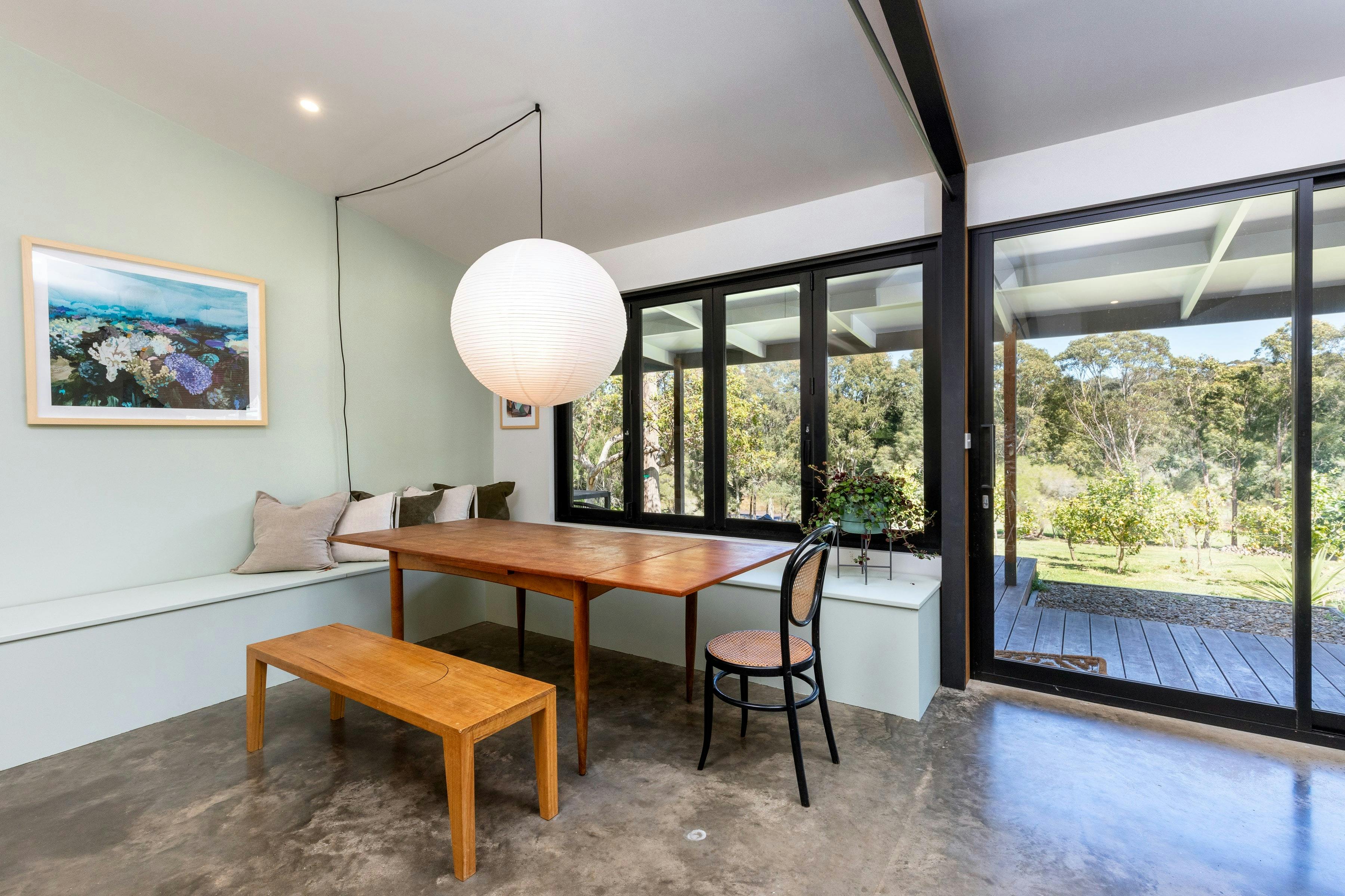 Dining table seats10 extended overlooking the lemon orchard