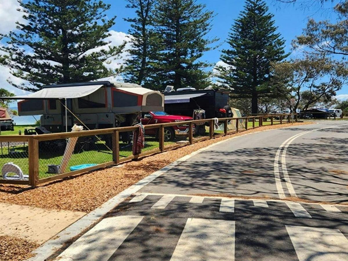 View of campsites and the access road at Trial Bay Gaol campground. Credit: Brandan Argent &copy;