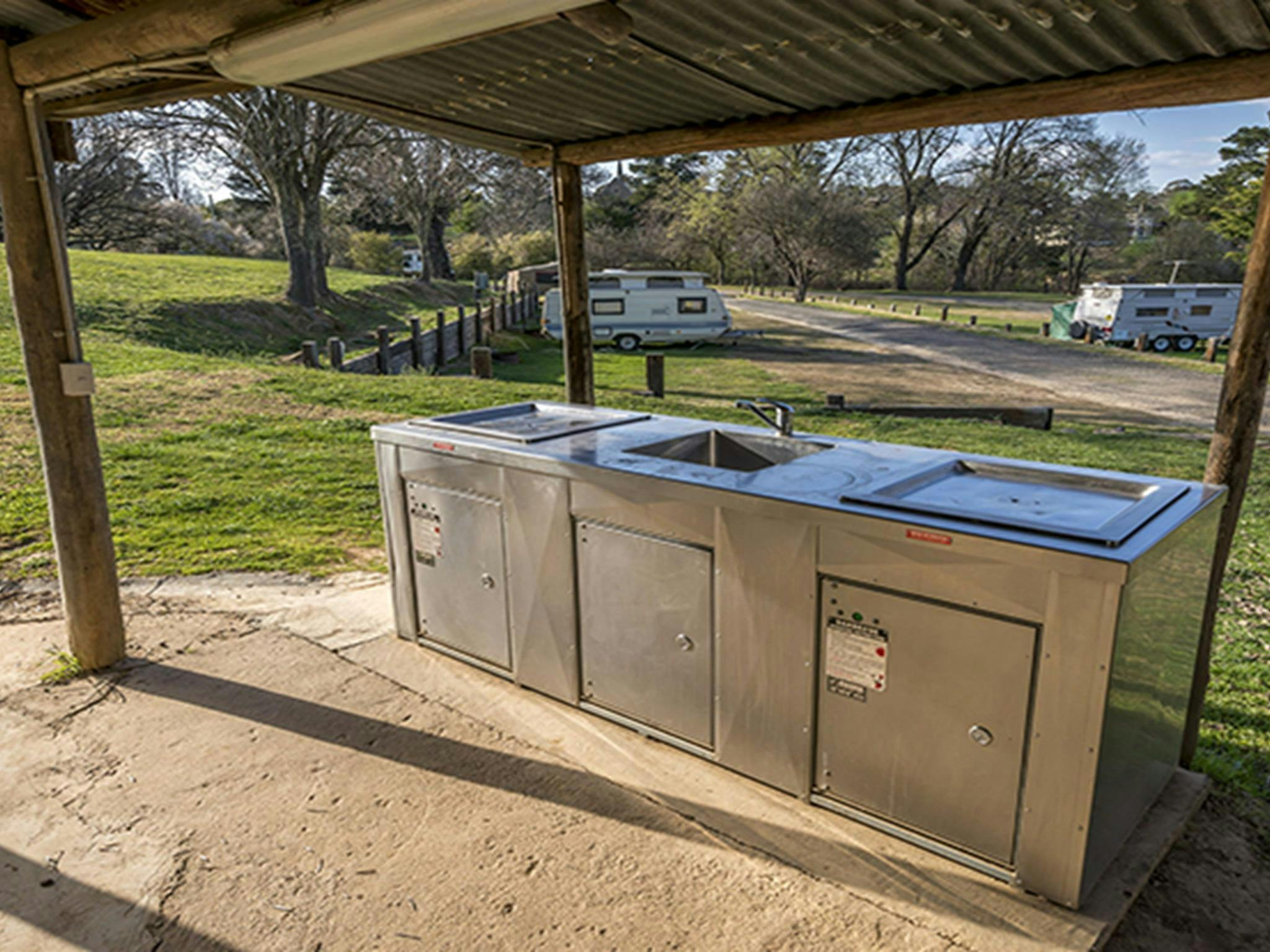 Barbecues at Village campground, Hill End Historic Site. Photo: John Spencer/OEH
