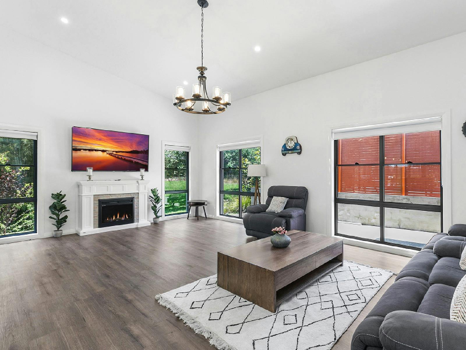 Vista Elms lounge room with fireplace