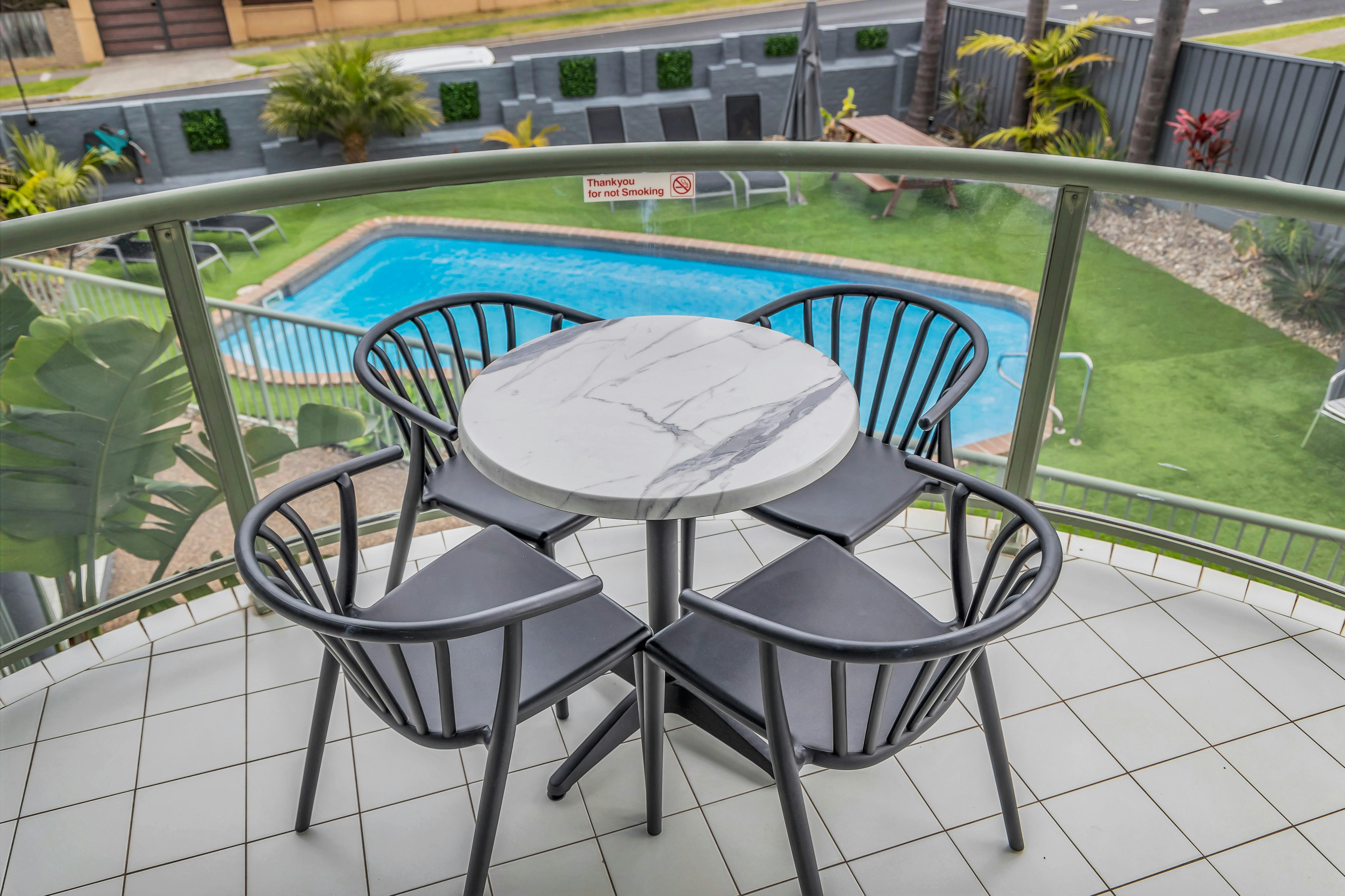 Each Apartment has a private patio with pool view. 1st floor apartments look over Merimbula Lake