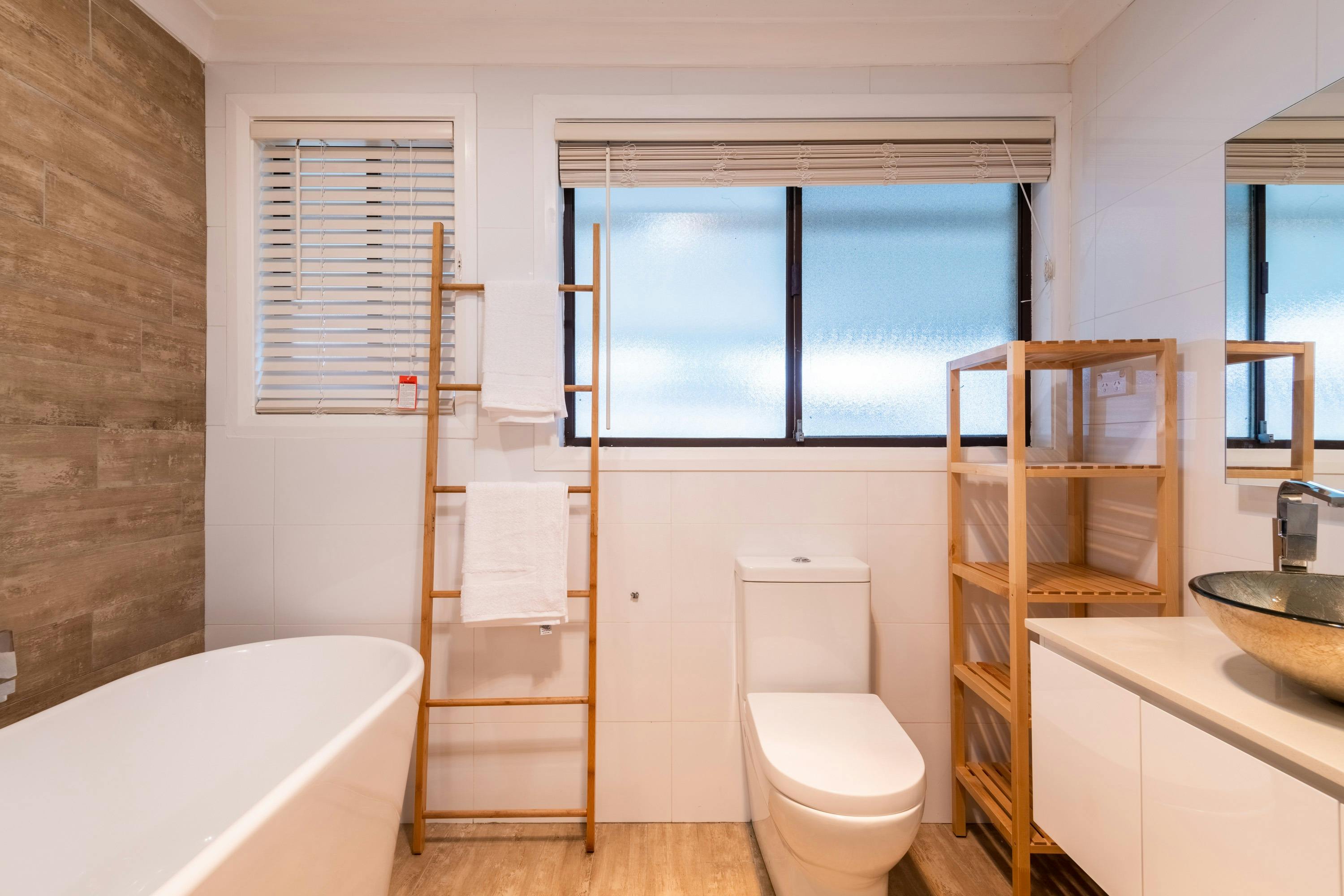 Bathroom with shower and separate bath