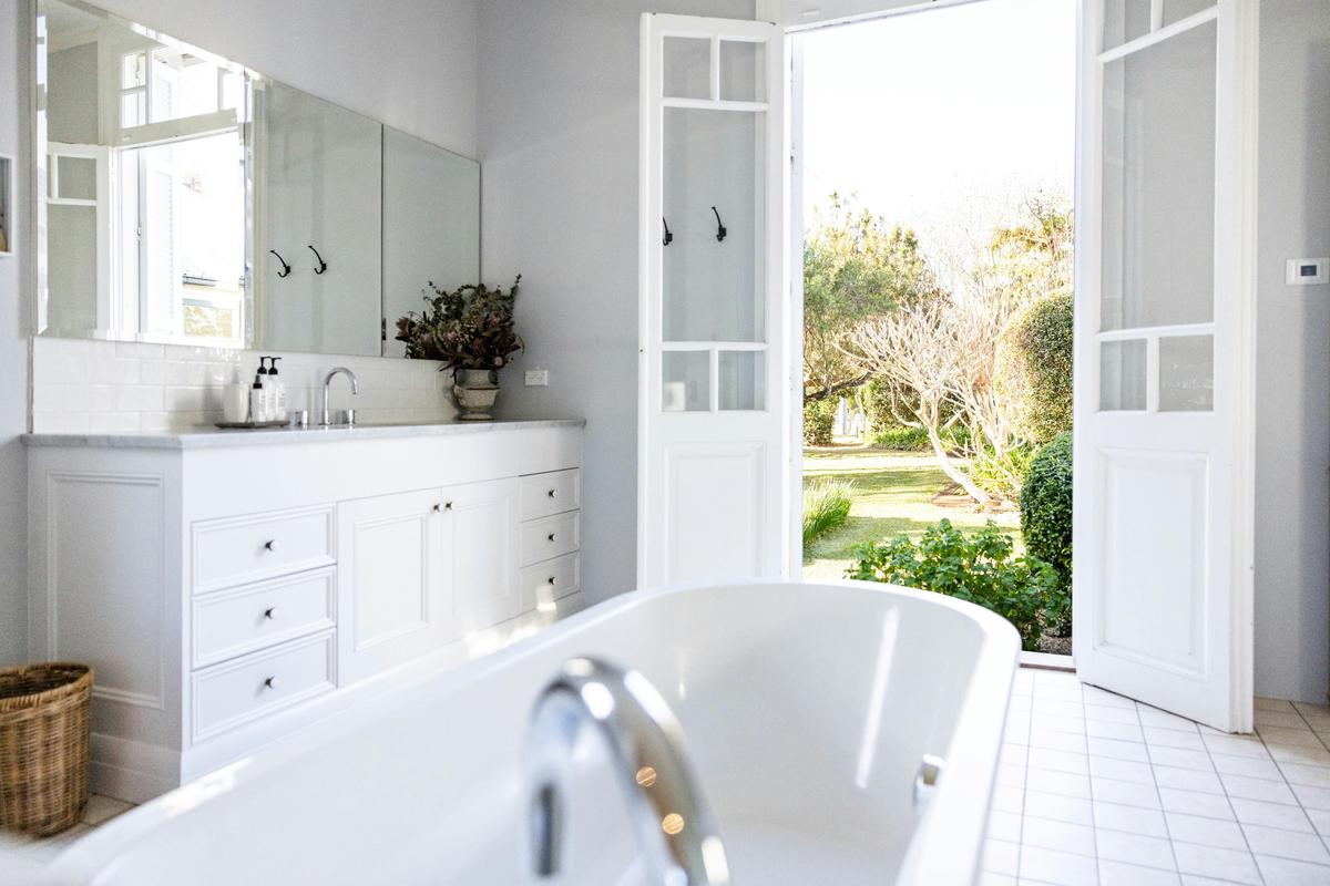 Imagine soaking in a luxurious bath looking out to the gardens