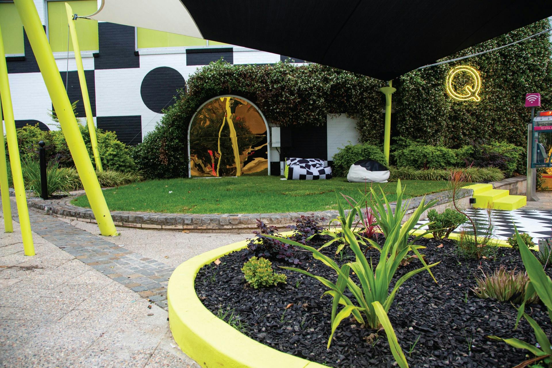 Garden and grassed stage