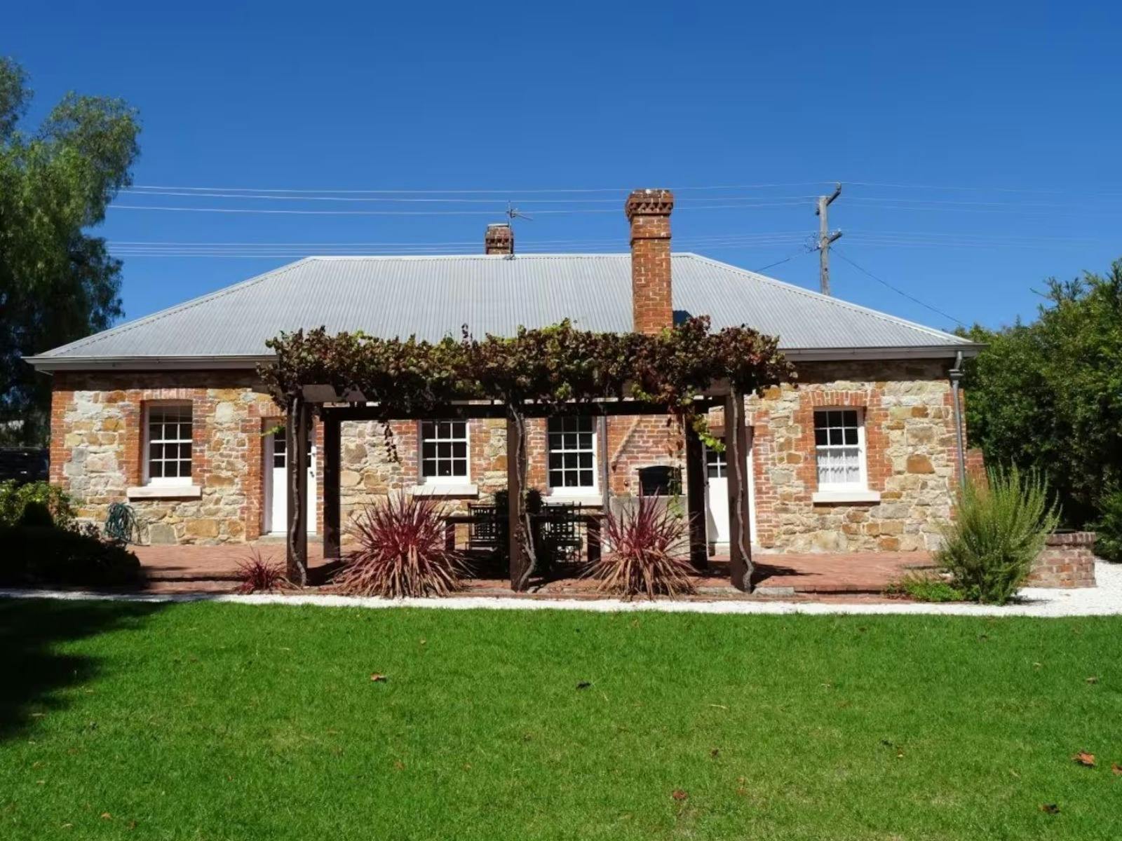 Outdoor dining area in patio of yard