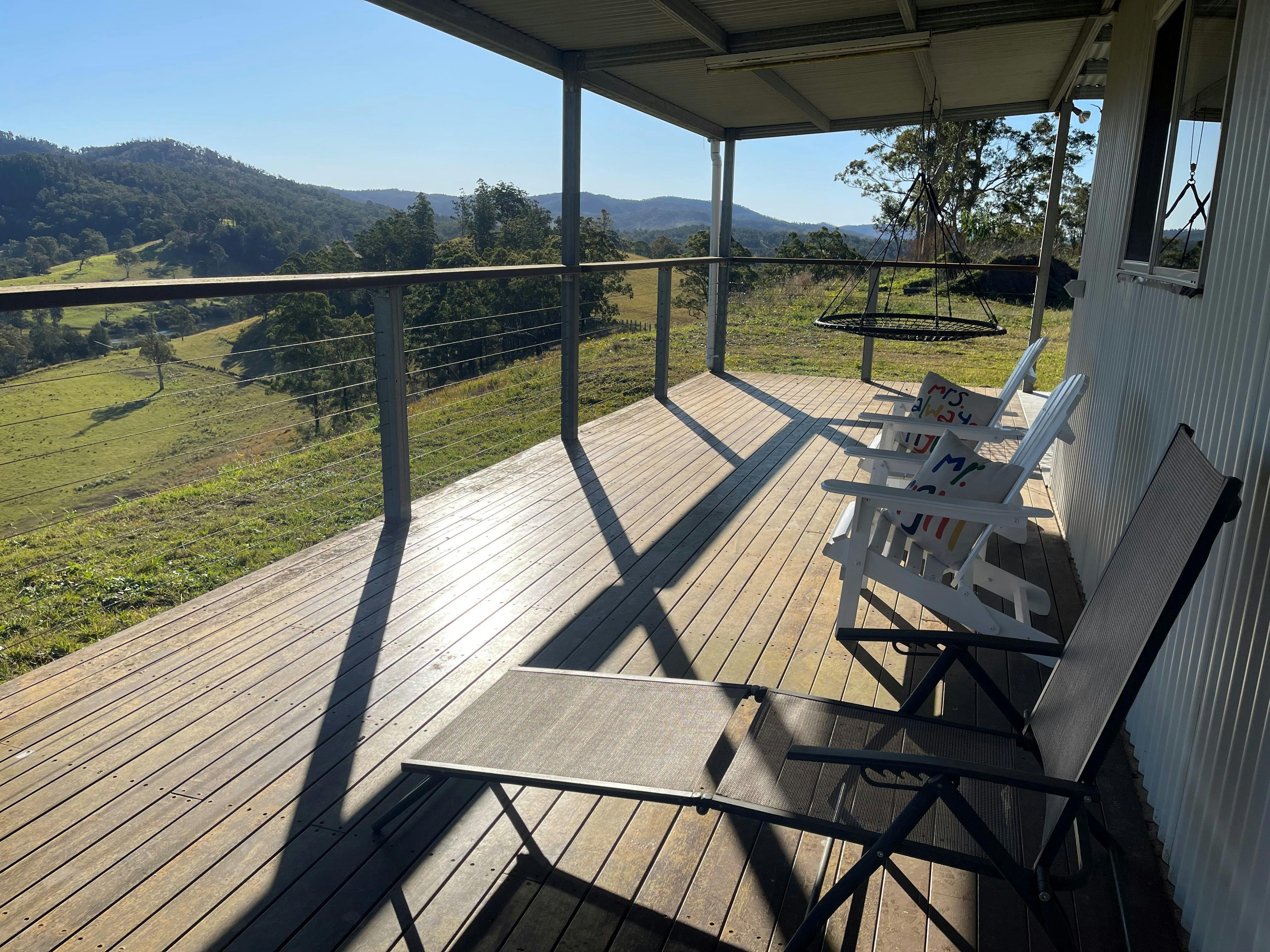 Front verandah looking out to Nymboida valley and river