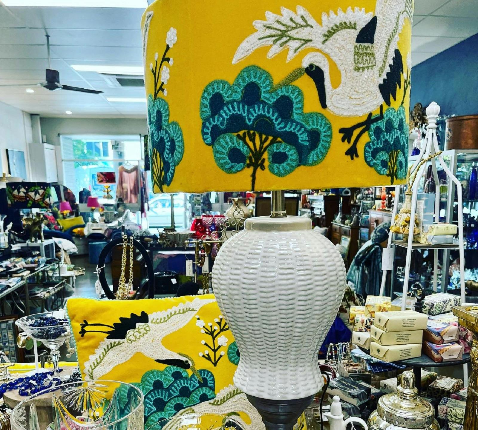 Beautiful lamp and unique glassware