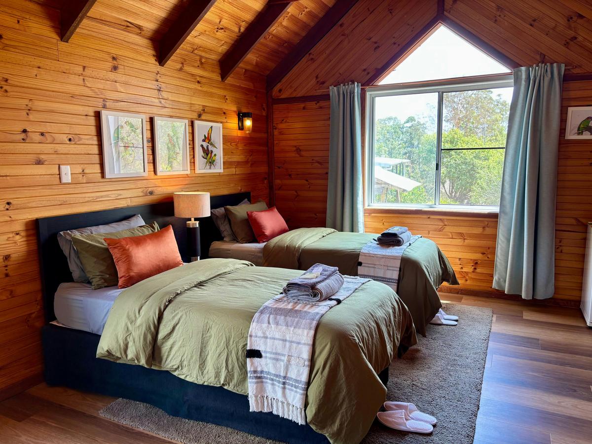 Nalanda Chalet offers twin beds in a unique Bavarian hand built chalet