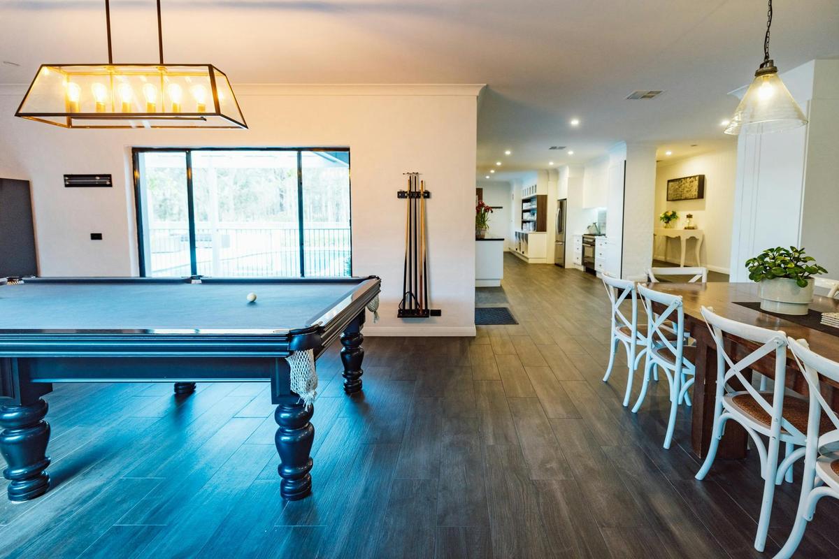 Dining/Kitchen area with pool room