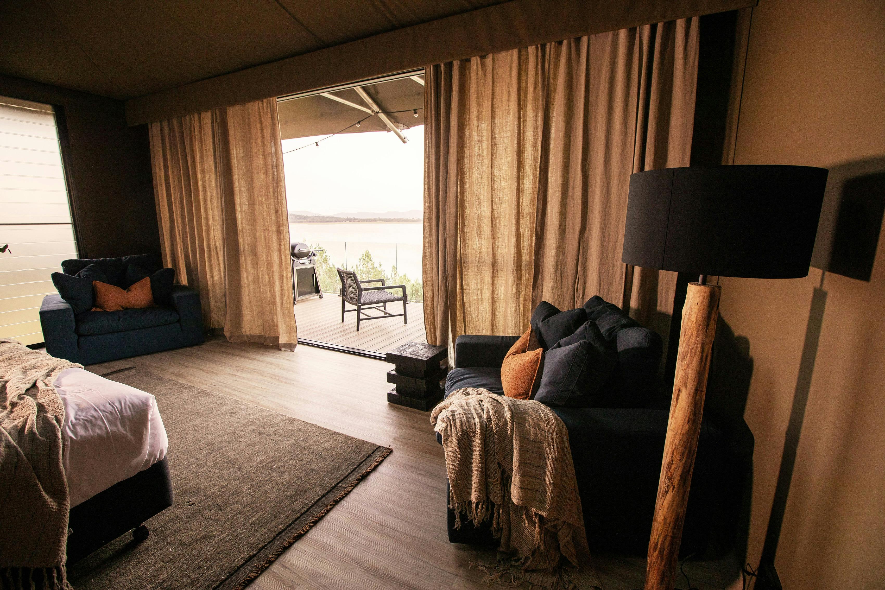 Wilderluxe Lake Keepit - star tent interior