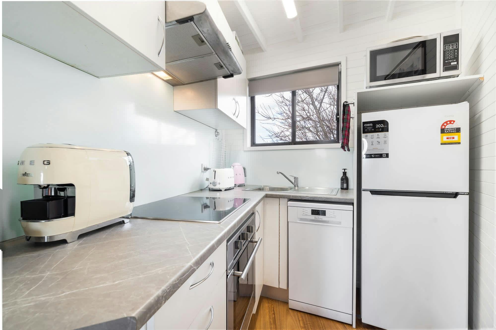 Small kitchen at Yurt on the Hill