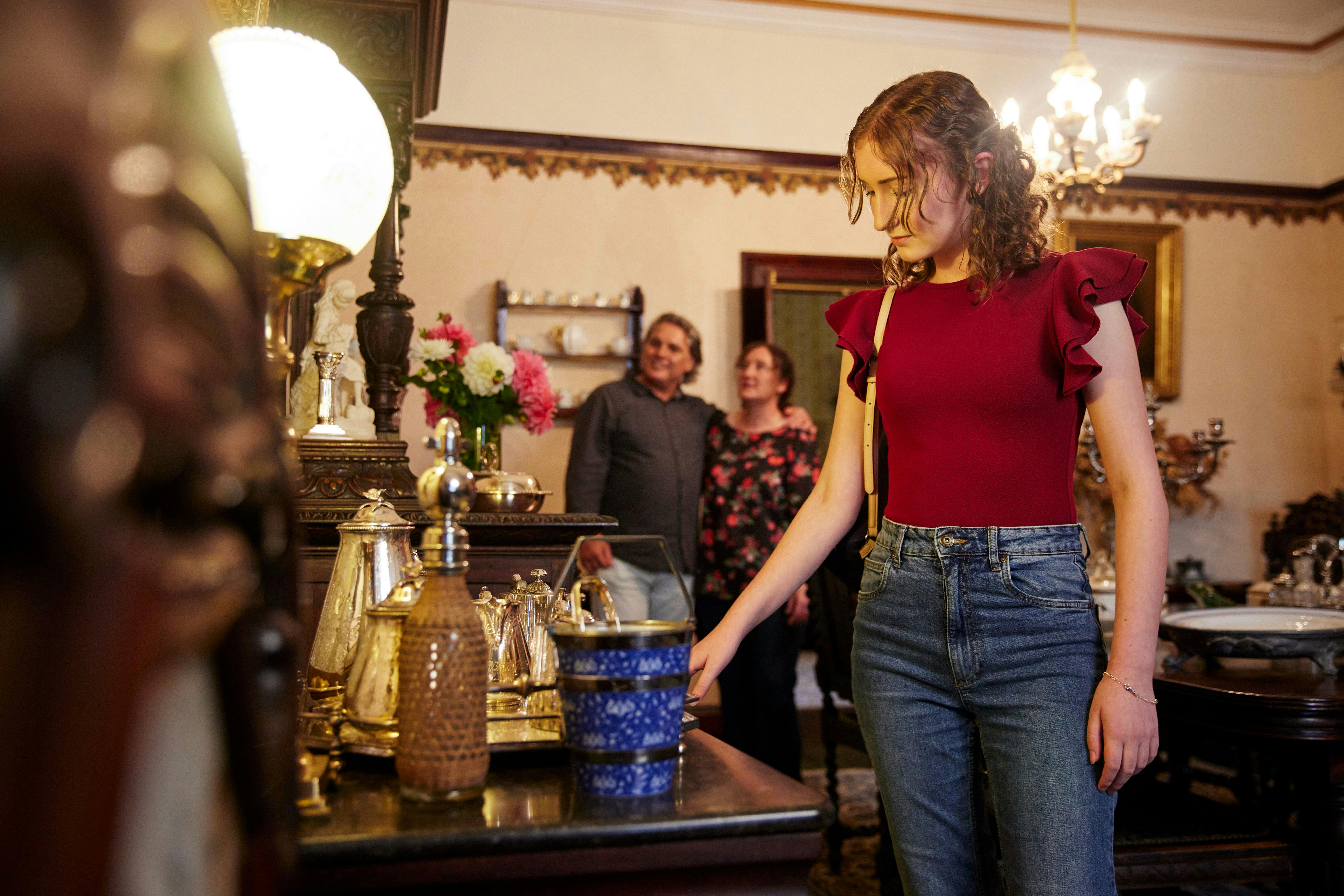 Visitor enjoying the dining room