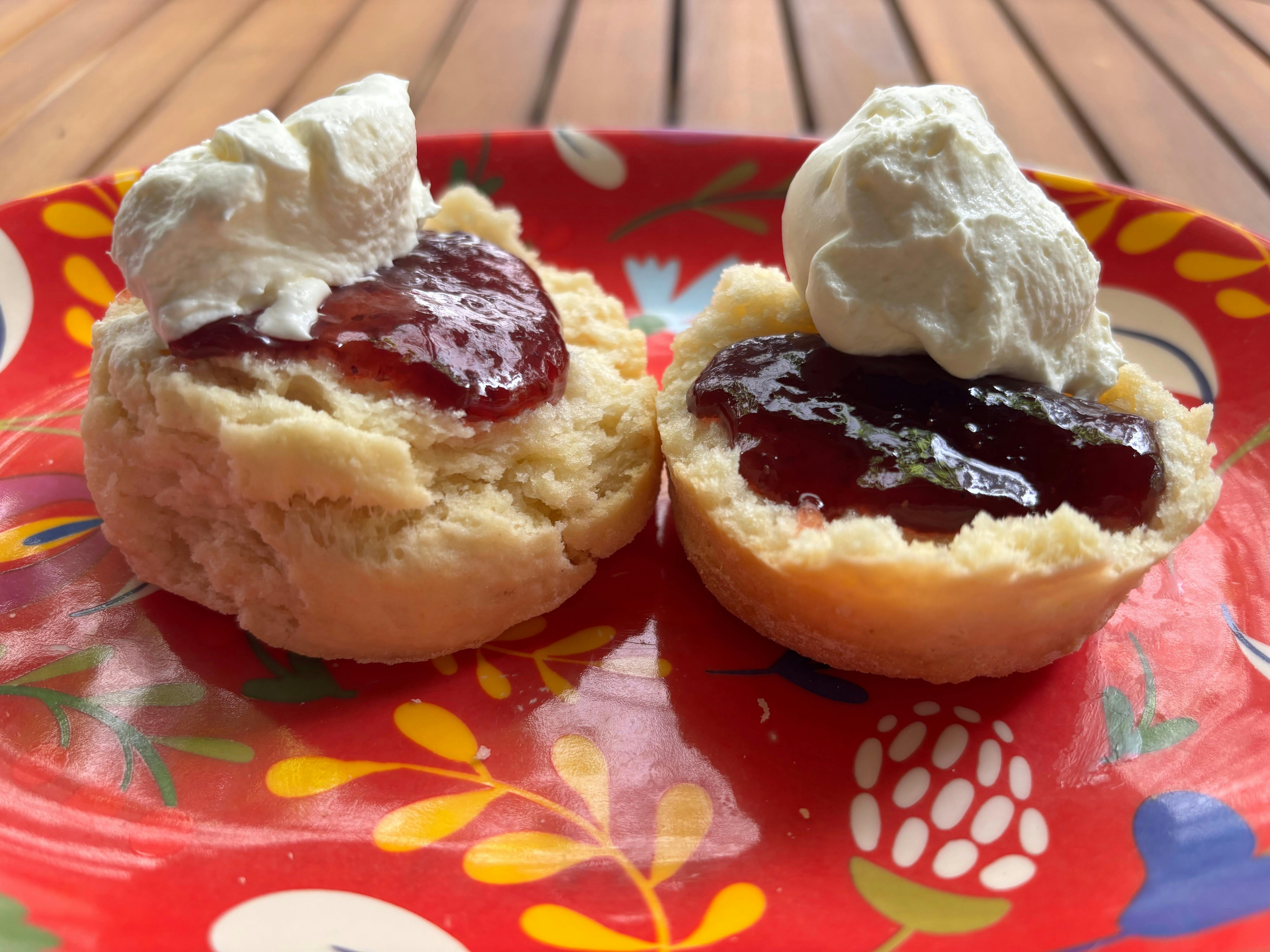 Scones with jam and cream