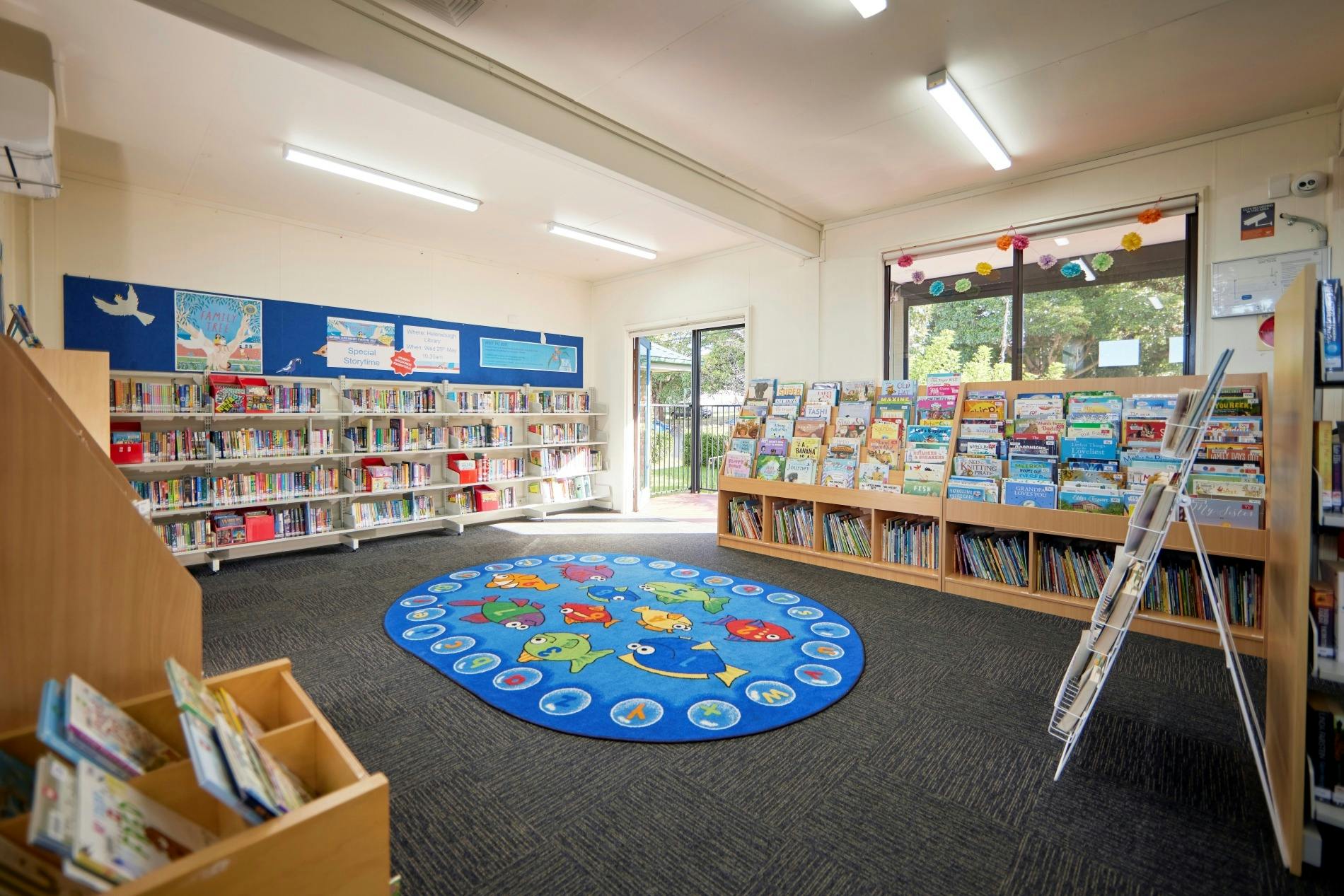 The kid-friendly space perfect for story time.
