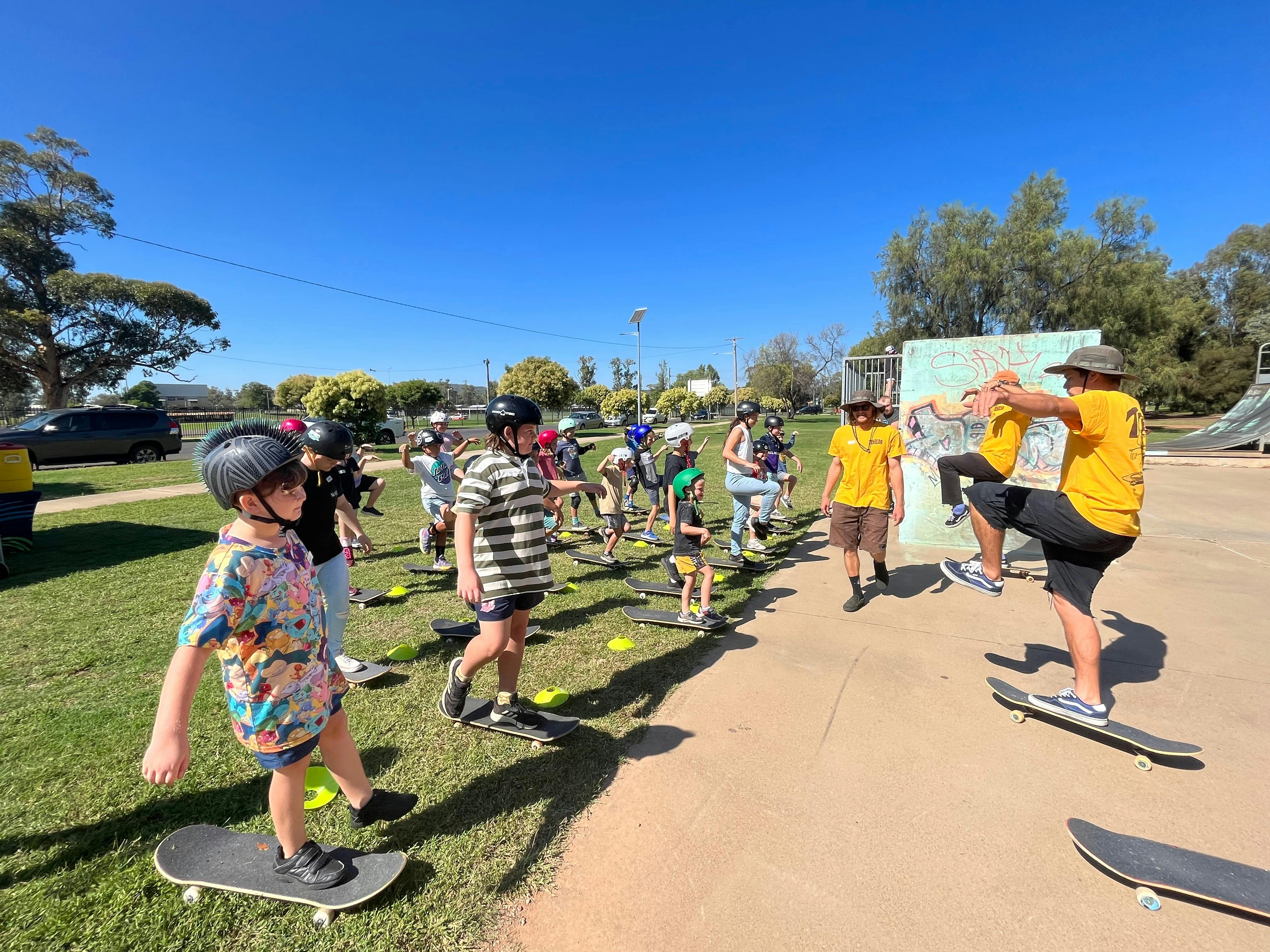 Skate boarding lesson