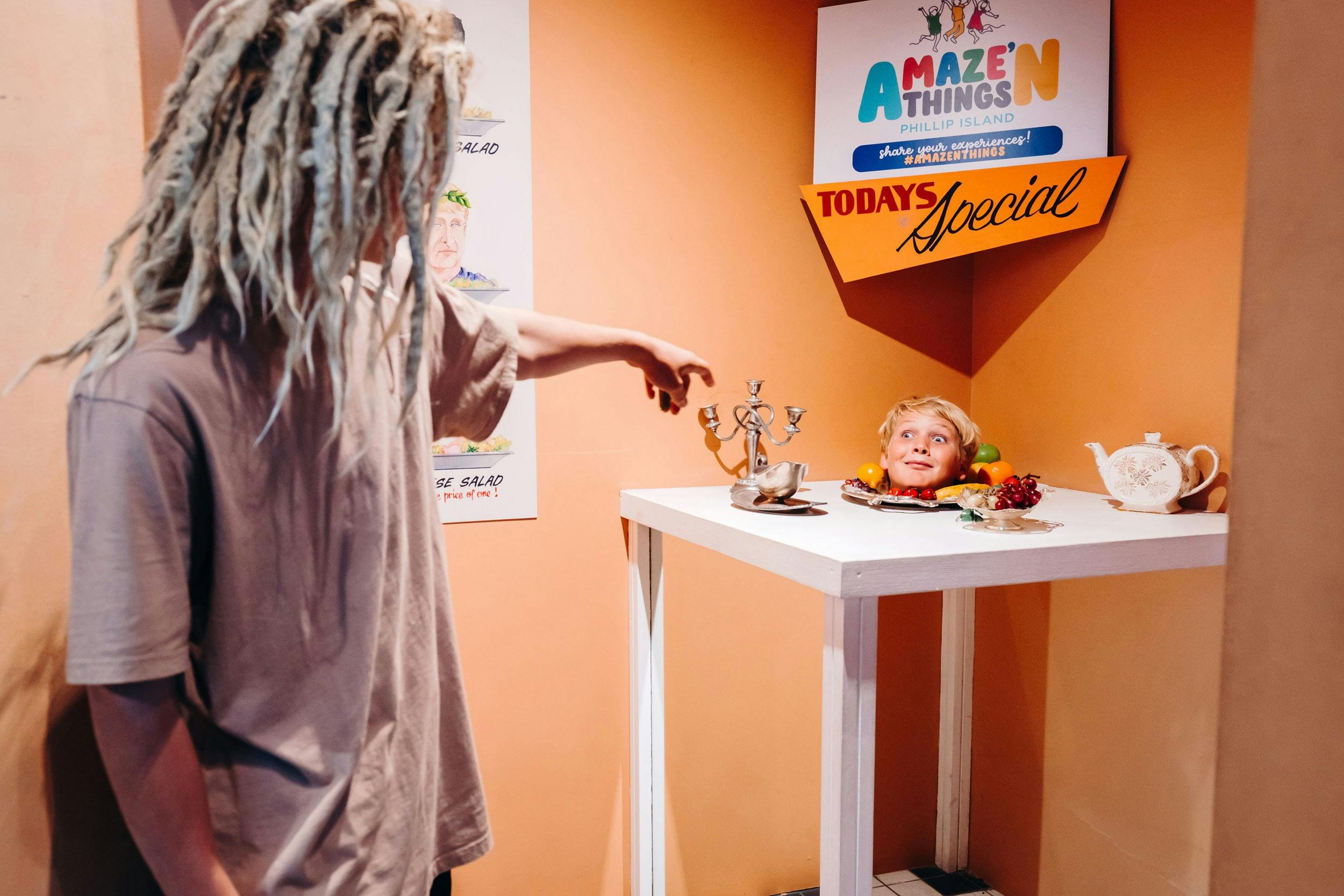 Kids experiencing all the illusions  in Puzzle Island