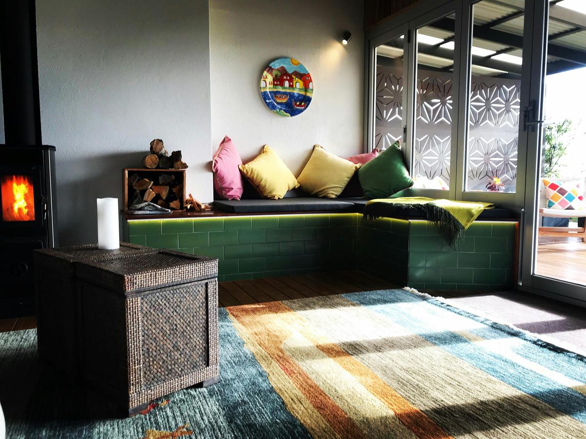 Relax by the fire in your terrace.