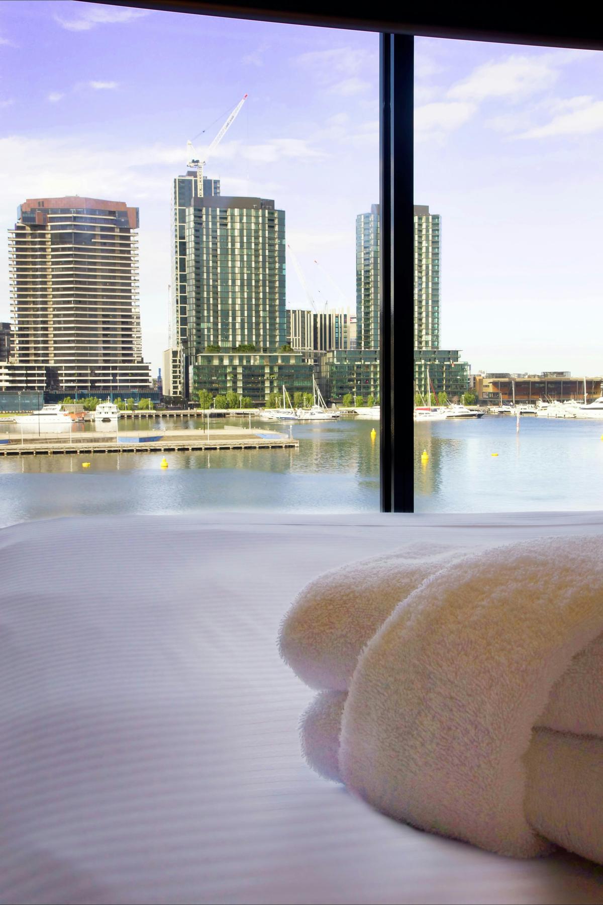Bedroom overlooking harbour.