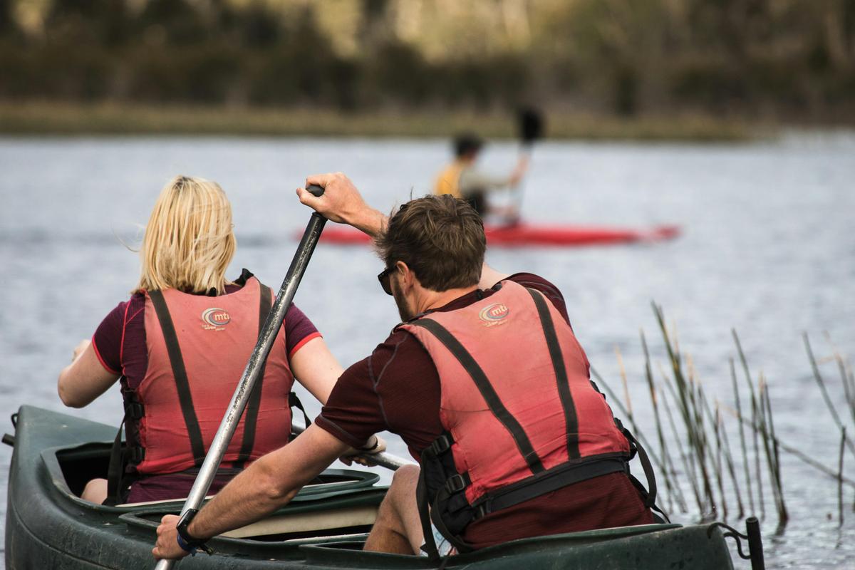 Canoeing on a lake in the Grampians