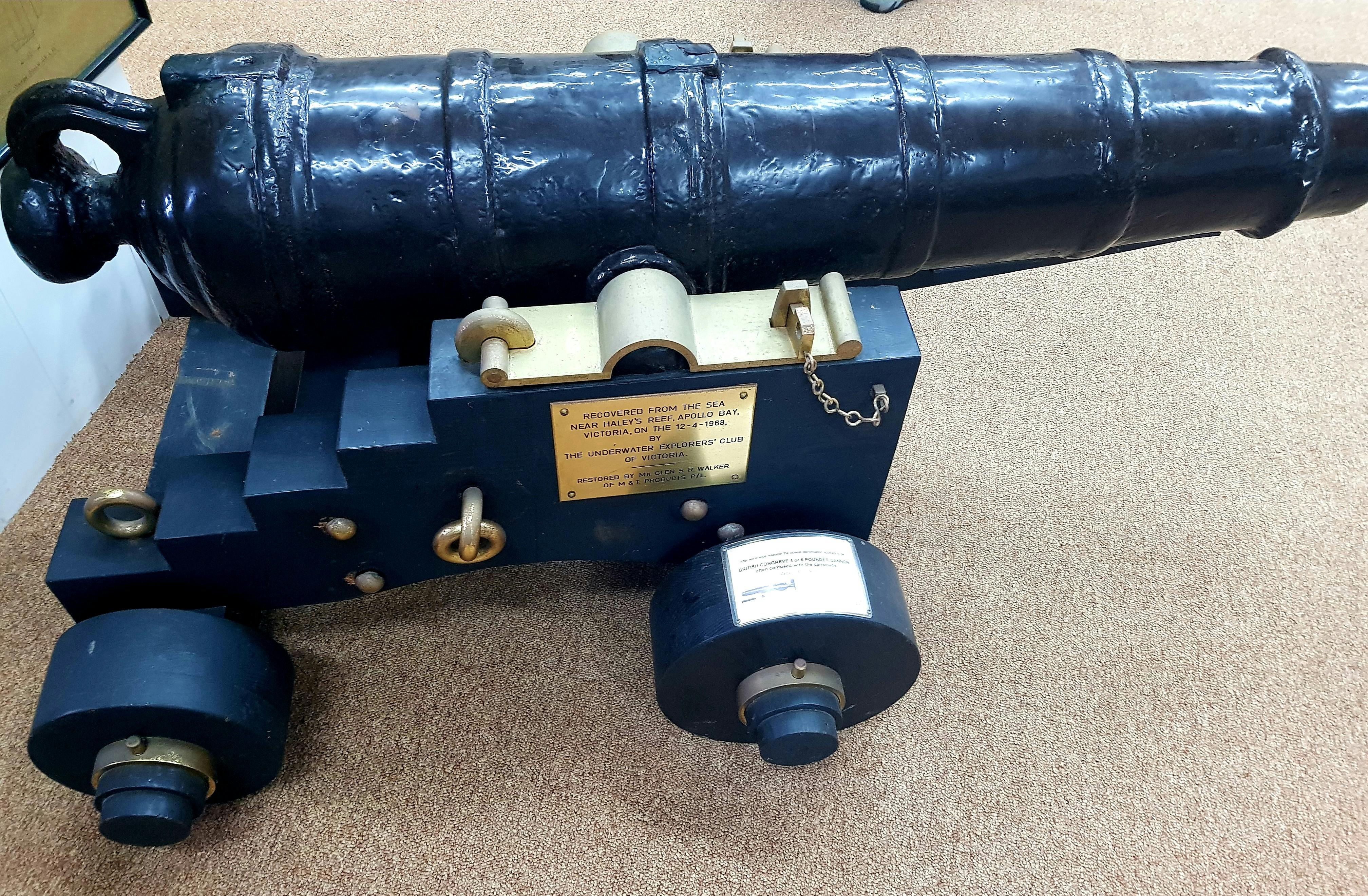 Cannon retrieved from the waters off Apollo Bay.