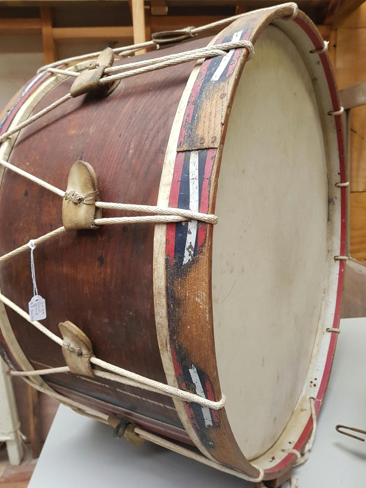 Drum belonging to the Apollo Bay Brass Band from  1918