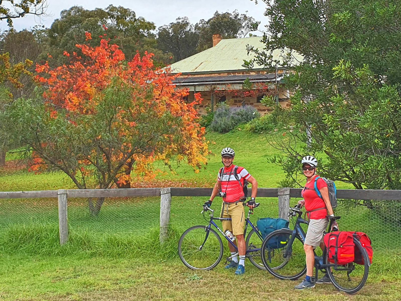 Enjoying the colours of autumn on a bike tour in Capertee Valley.