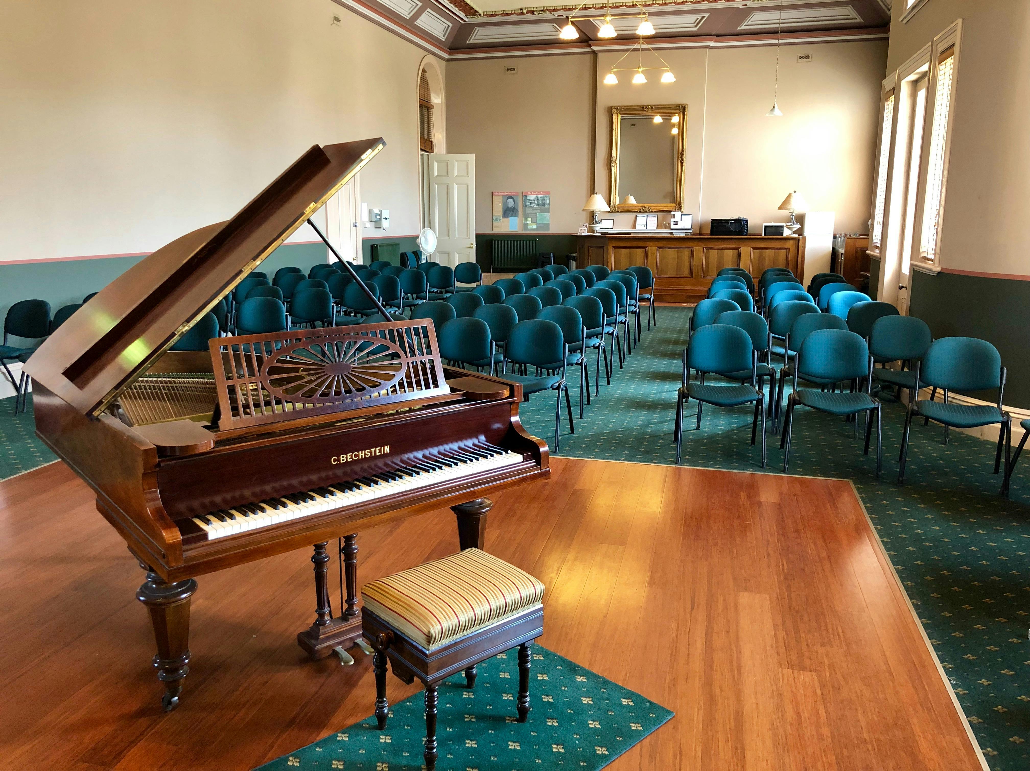 The BMI Humffray Room has many great features, including a 110-year-old grand piano!