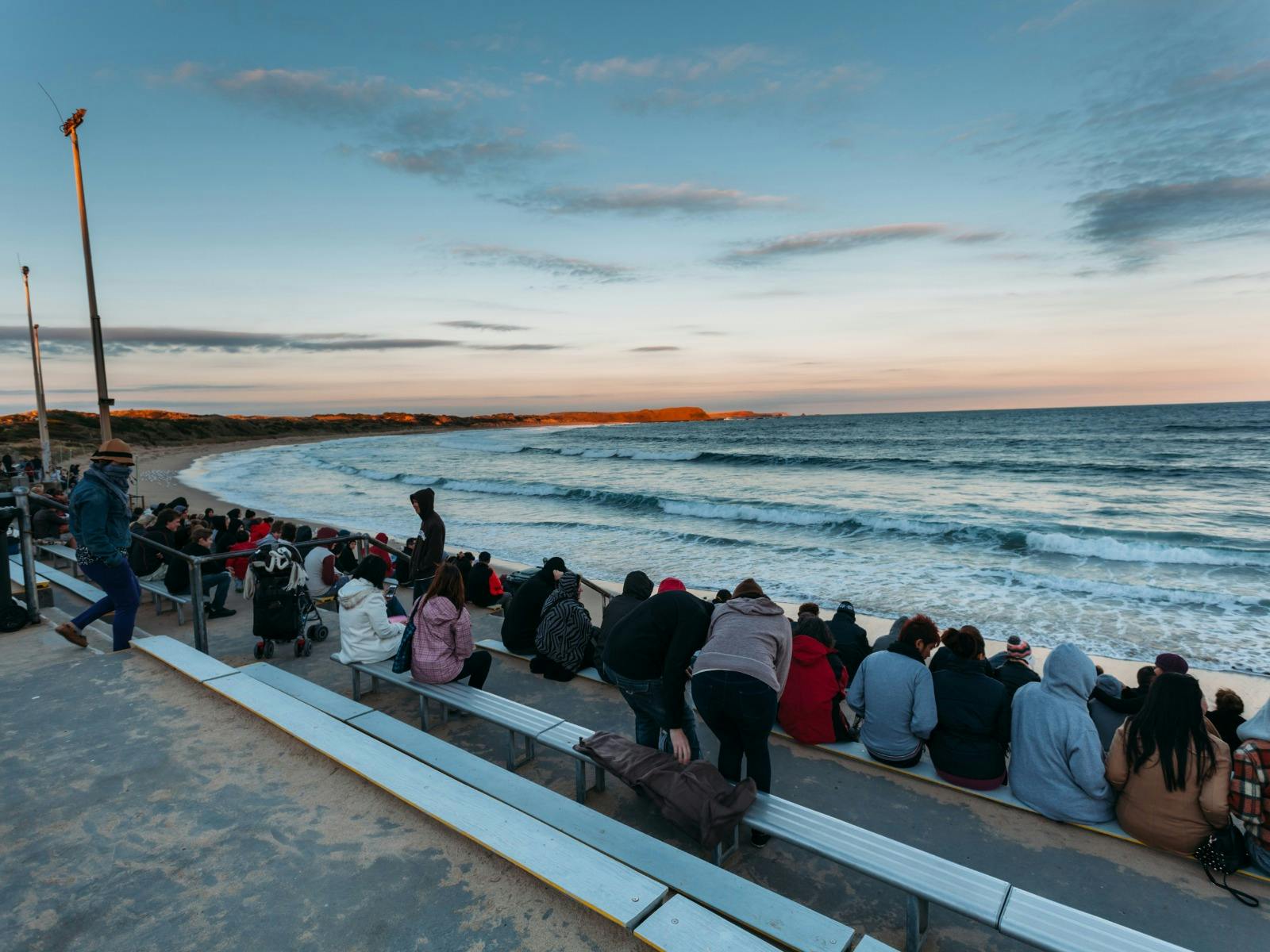 People gathered around in Phillip Island to watch the Penguins
