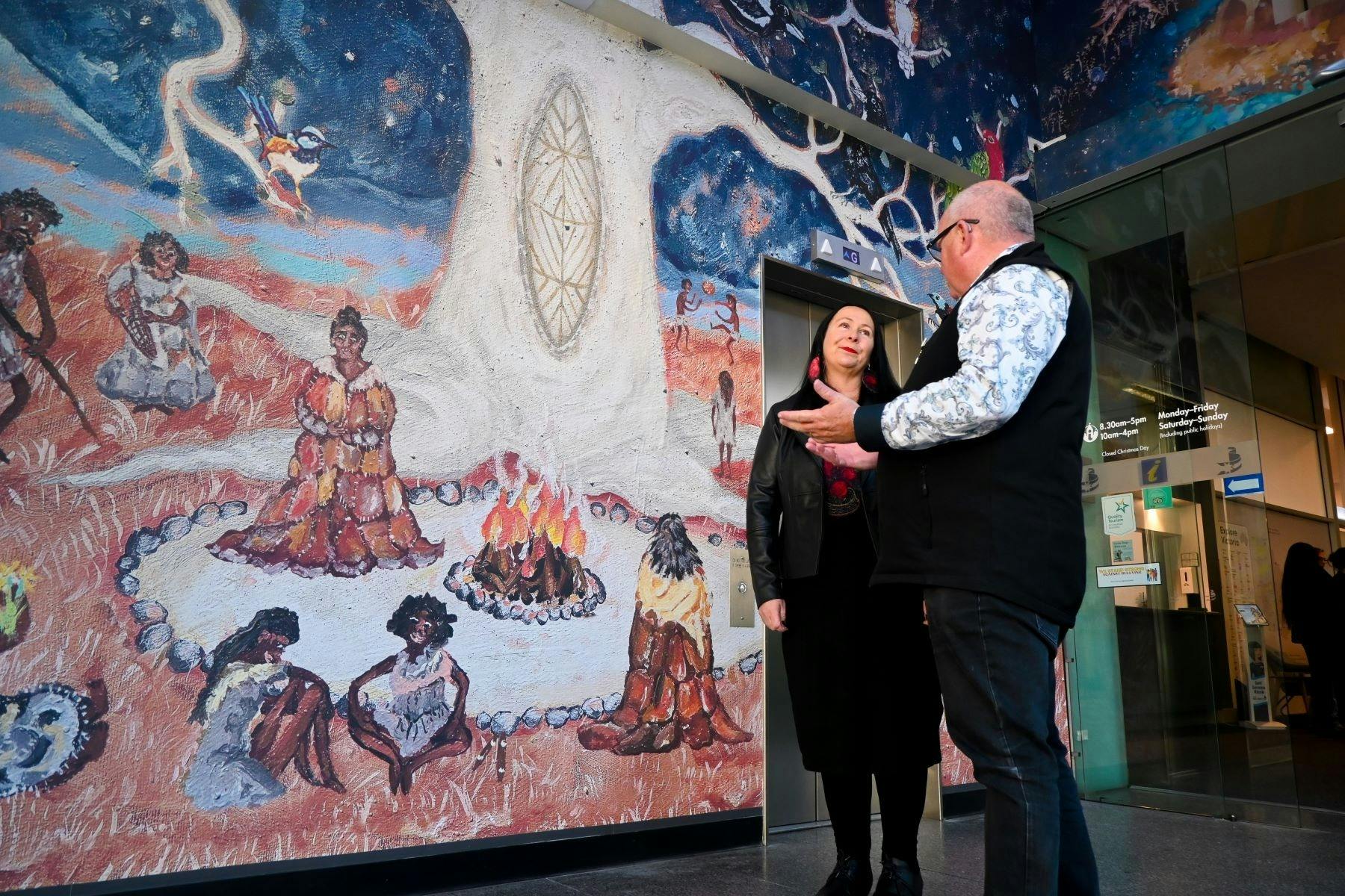 Acknowledgement of Country Mural - Mr Mayor and Artist Deanne Gilson