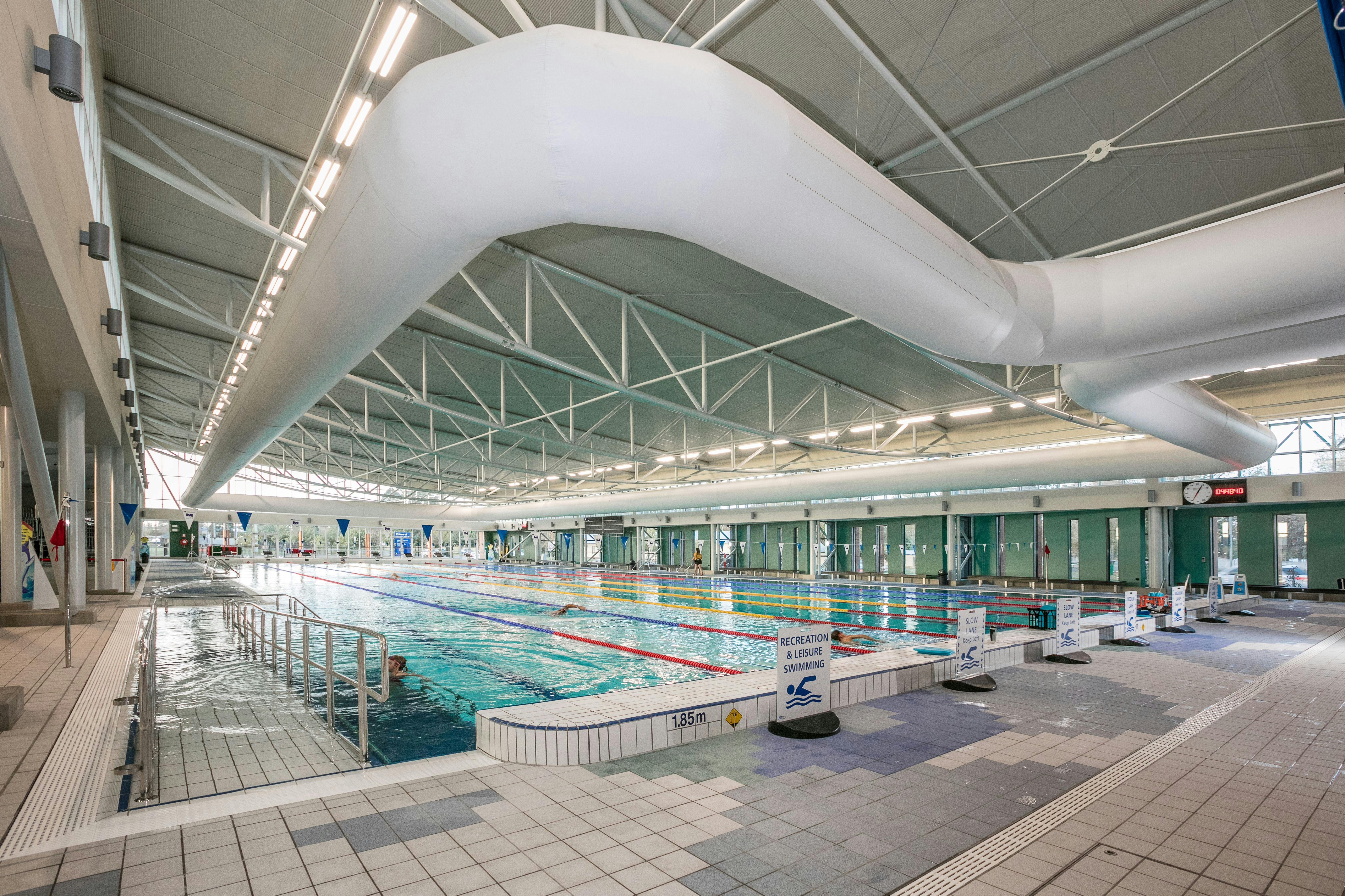 The 50 meter pool, with accessible ramp access