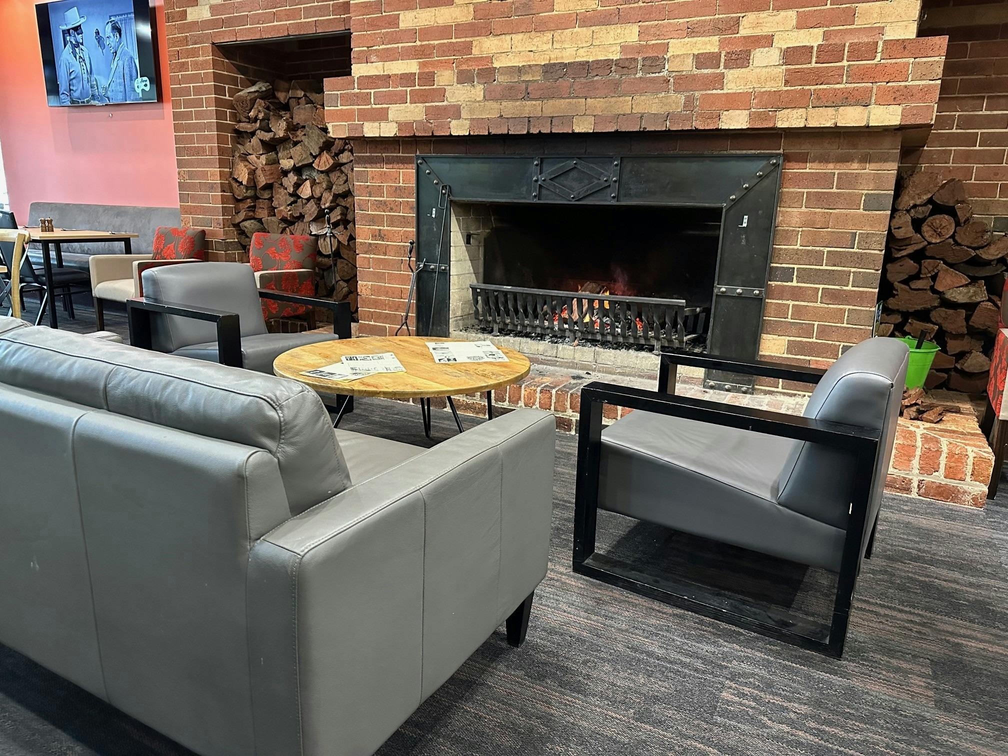 Relax by the open fireplace