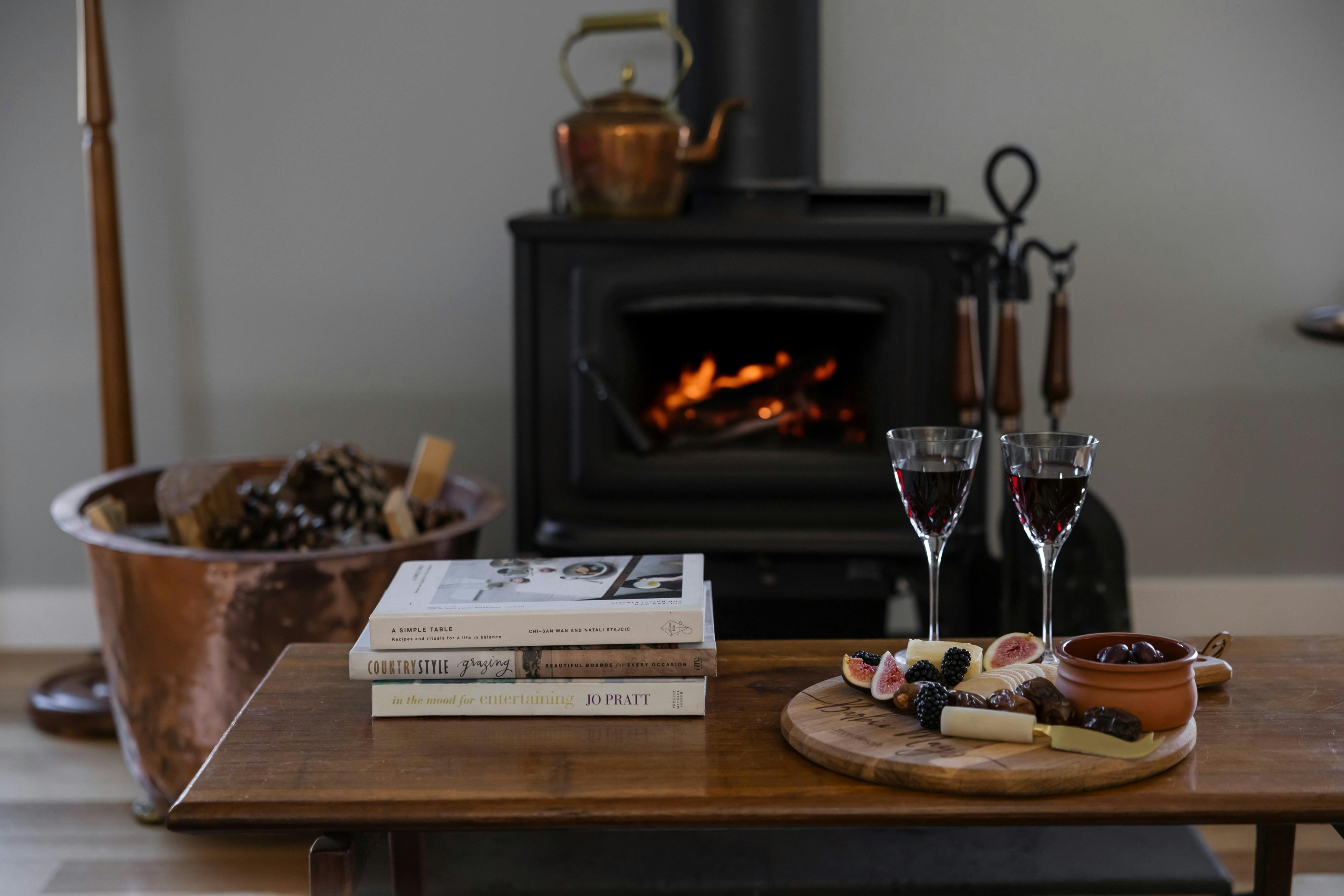 Snuggle in a watch the fire flicker with a Moorabool Valley red