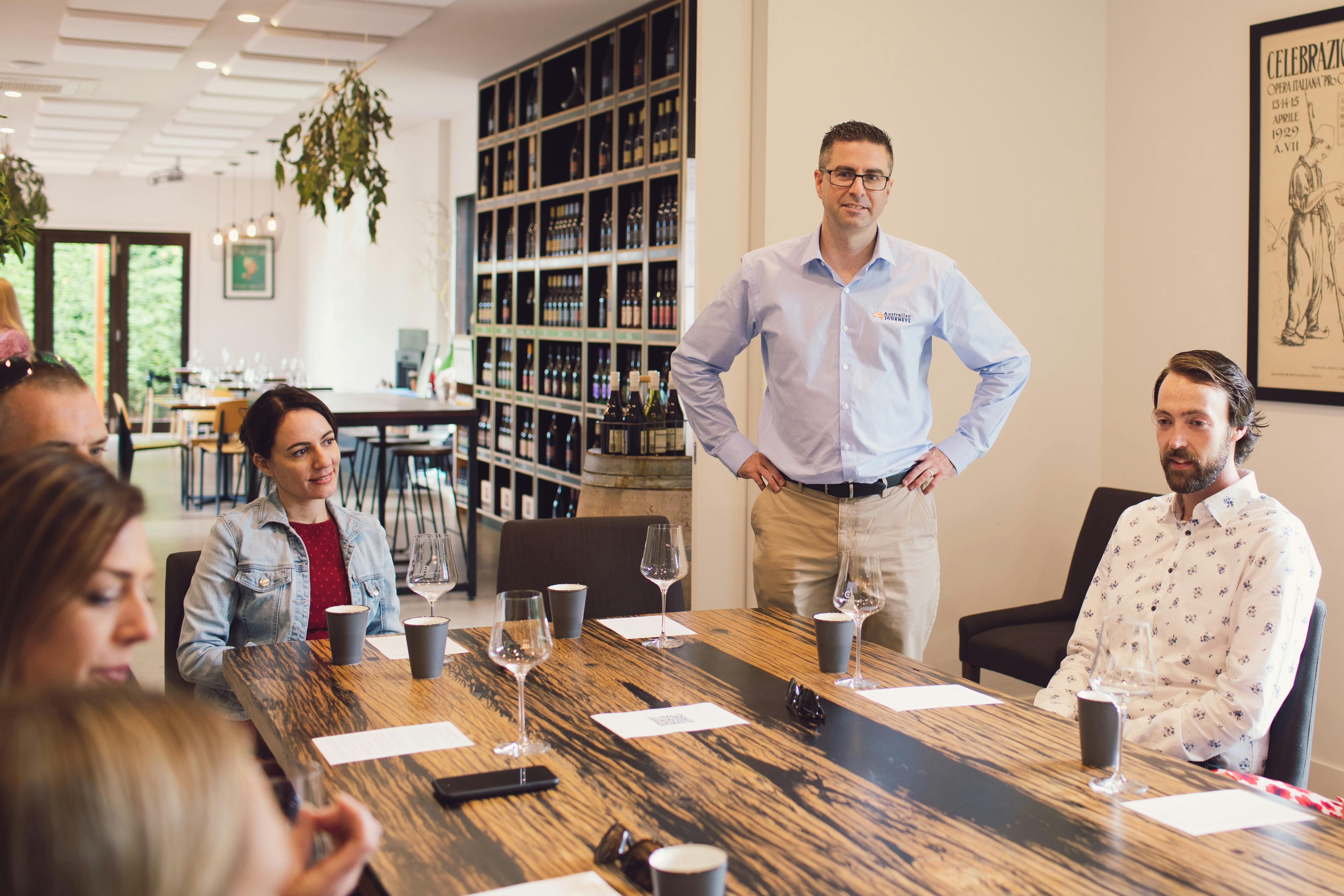 Tour Guide (Adam) and group at Crittenden Estate