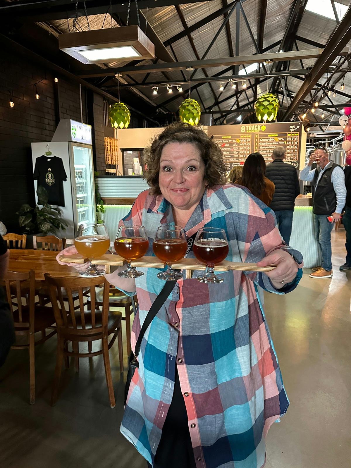Michelle at 8 Track Brewery