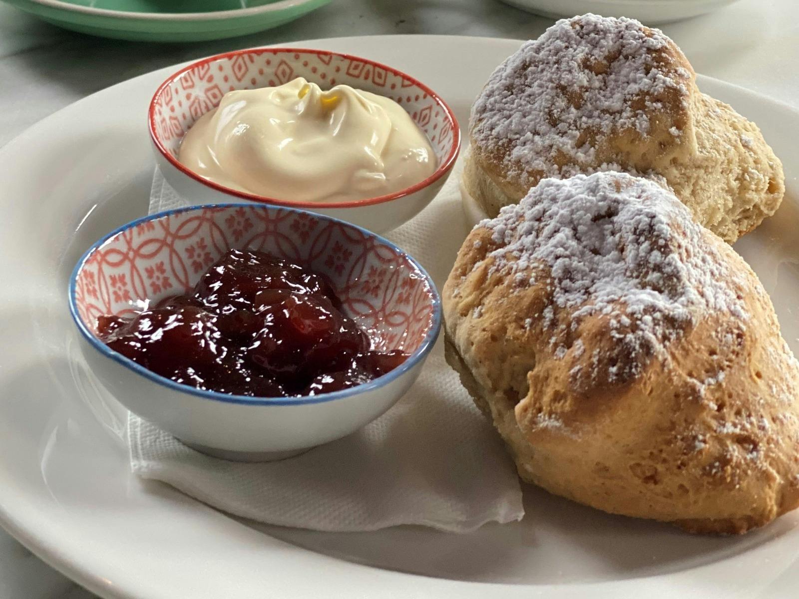 Freshly baked scones at Bad Habits café in Daylesford