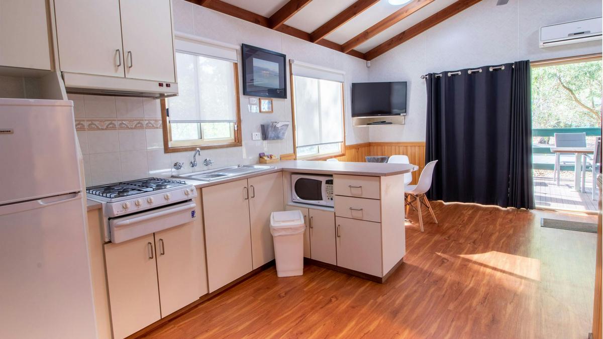 Family cabin kitchen/living area