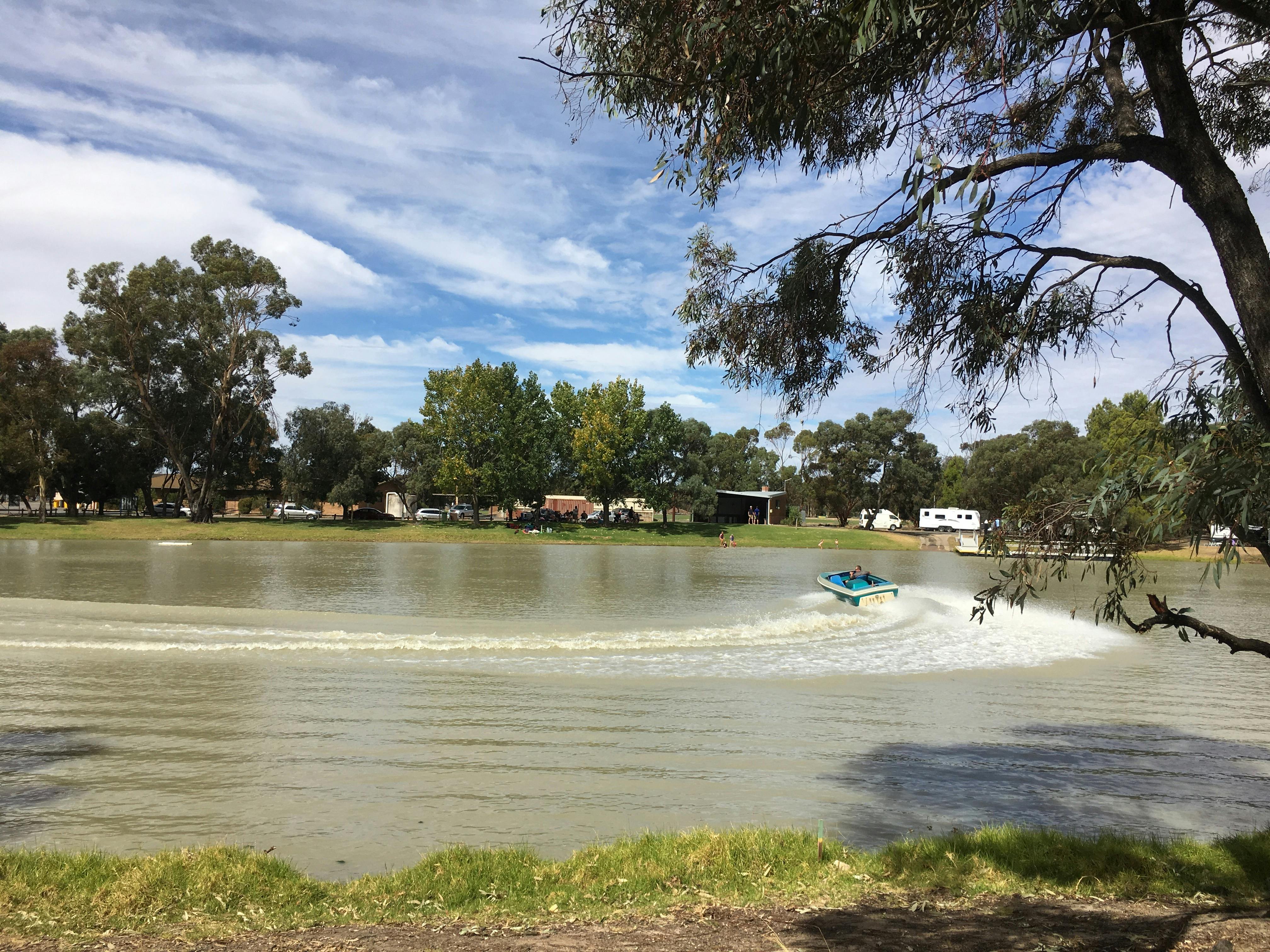 boating is popular on the creek.  Caravan park is pictured on the other side
