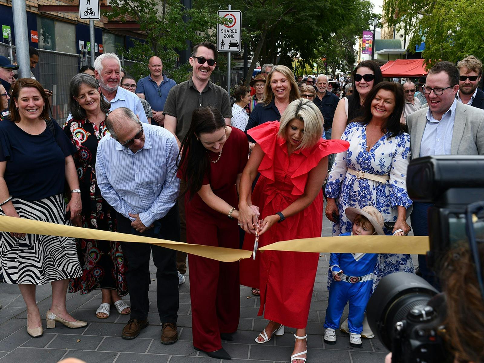 Ribbon cutting for the newly opened precinct