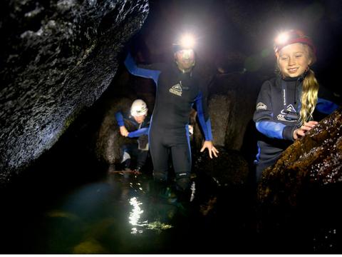 Wading through the Underground River