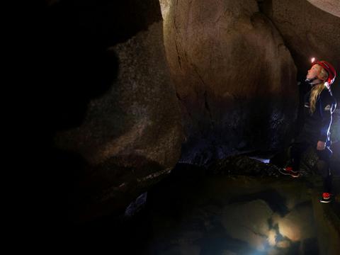 Inside the granite infill cave