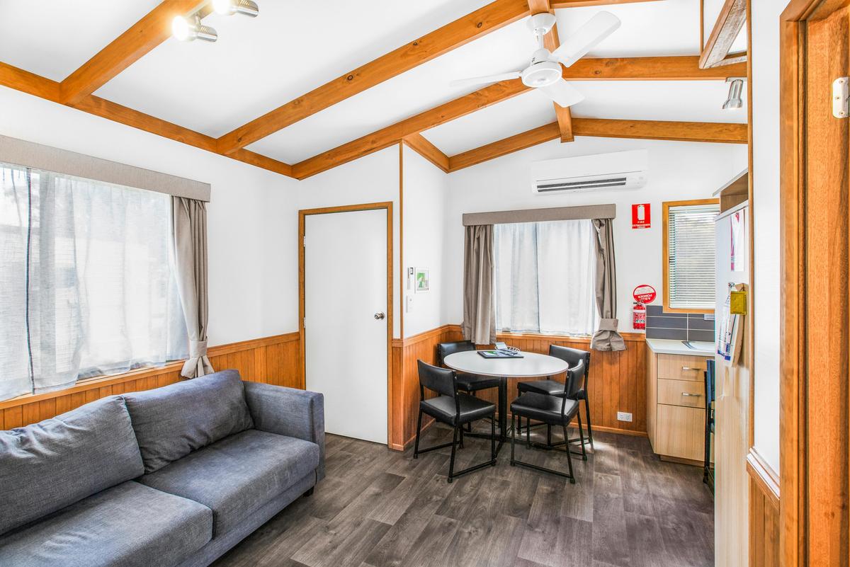 Living and dining area in the Family Park Cabin